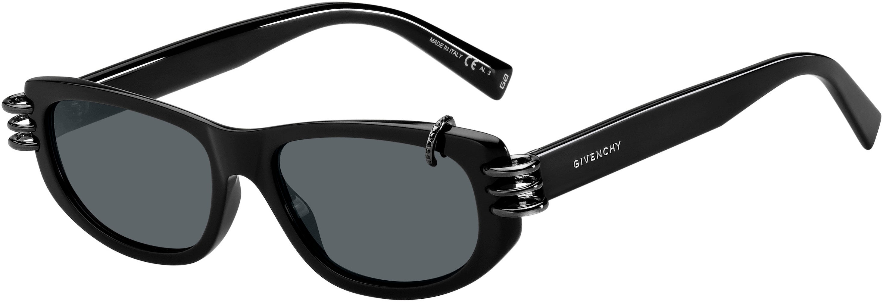  Givenchy 7176/S Rectangular Sunglasses 0807-0807  Black (IR Gray)