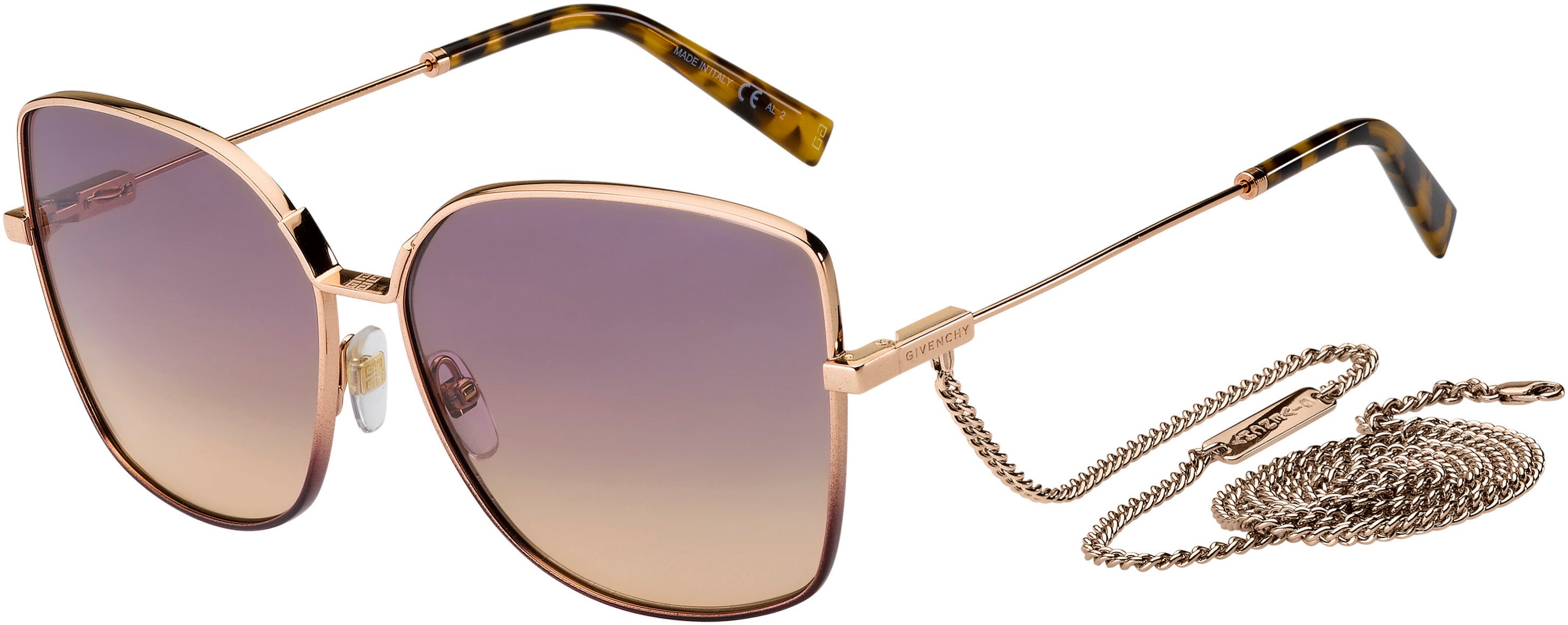  Givenchy 7184/G/S Rectangular Sunglasses 0EYR-0EYR  Gold Pink (O9 Mauve Shaded Pink)