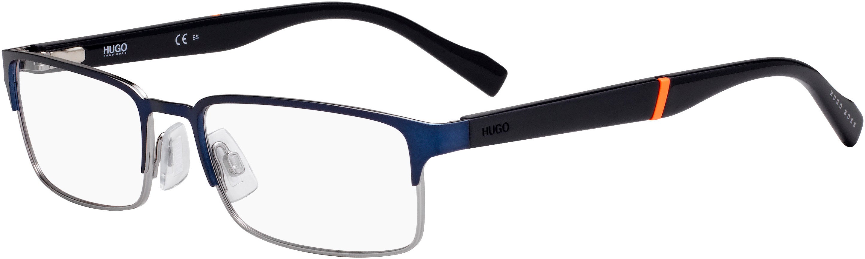 Hugo (hug) Hugo 0136 Rectangular Eyeglasses 0KU0-0KU0  Matte Bl Ruthenium (00 Demo Lens)