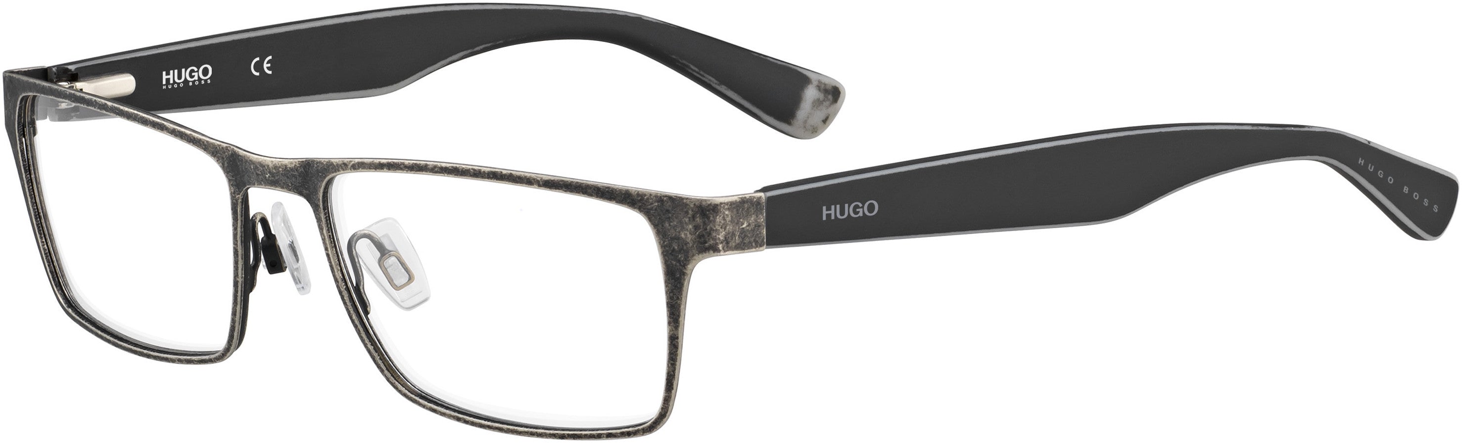 Hugo (hug) Hugo 0208 Rectangular Eyeglasses 09H4-09H4  Used Black Gray (00 Demo Lens)