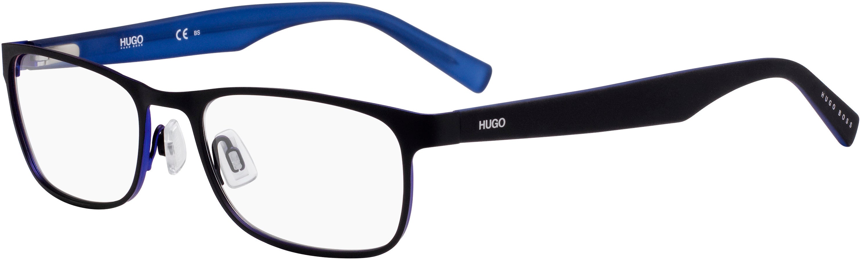Hugo (hug) Hugo 0209 Rectangular Eyeglasses 00VK-00VK  Matte Black Blue (00 Demo Lens)