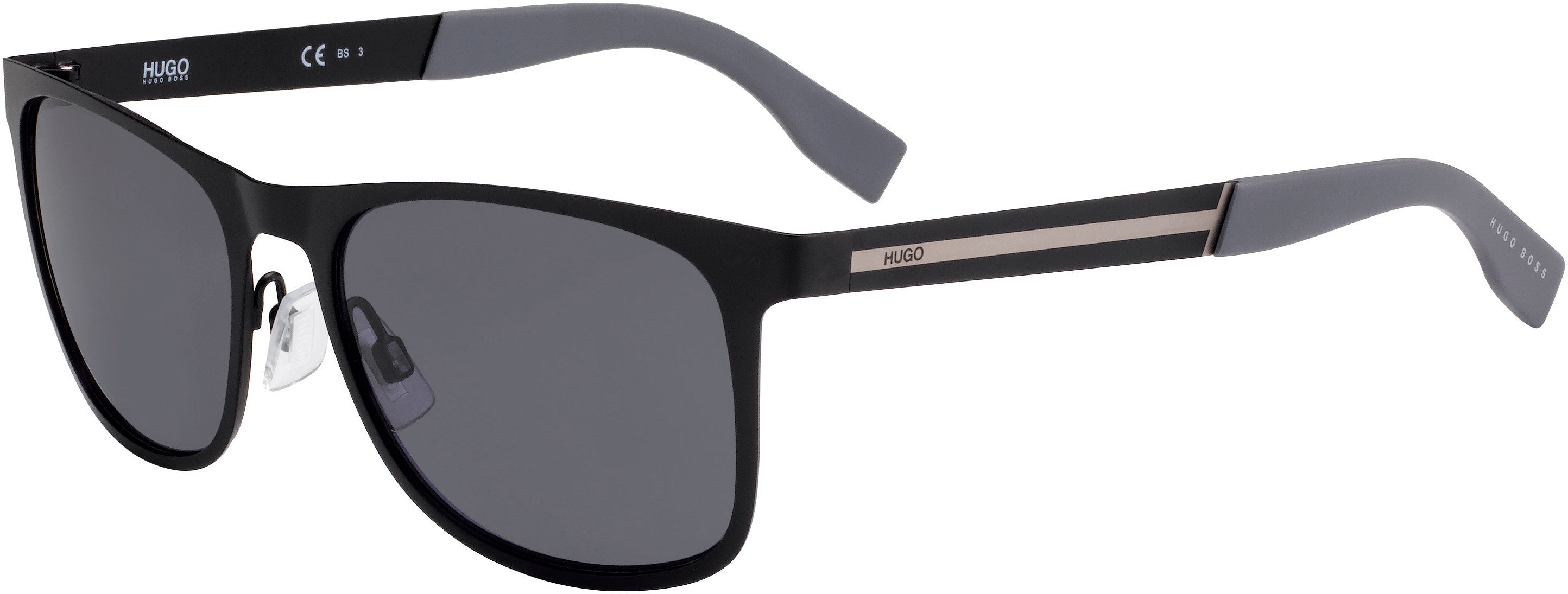 Hugo (hug) Hugo 0244/S Rectangular Sunglasses 0003-0003  Matte Black (IR Gray)
