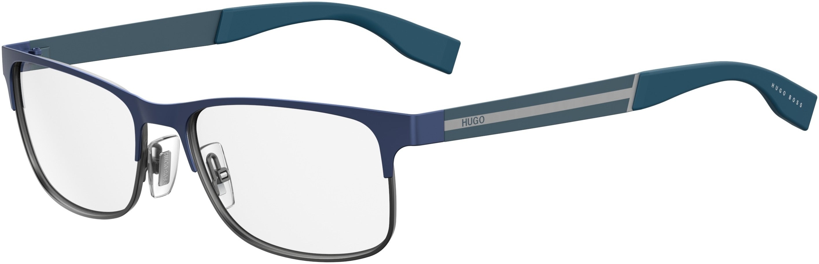 Hugo (hug) Hugo 0247 Rectangular Eyeglasses 0FLL-0FLL  Matte Blue (00 Demo Lens)