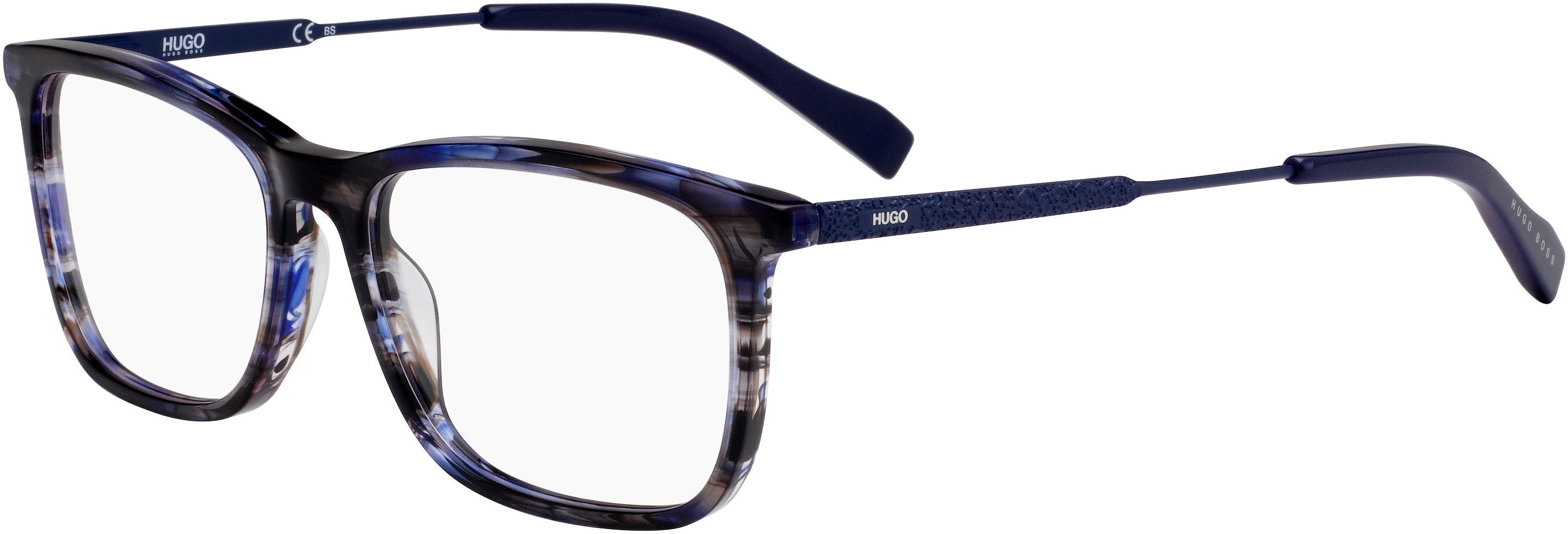 Hugo (hug) Hugo 0307 Rectangular Eyeglasses 0AVS-0AVS  Striped Blue (00 Demo Lens)