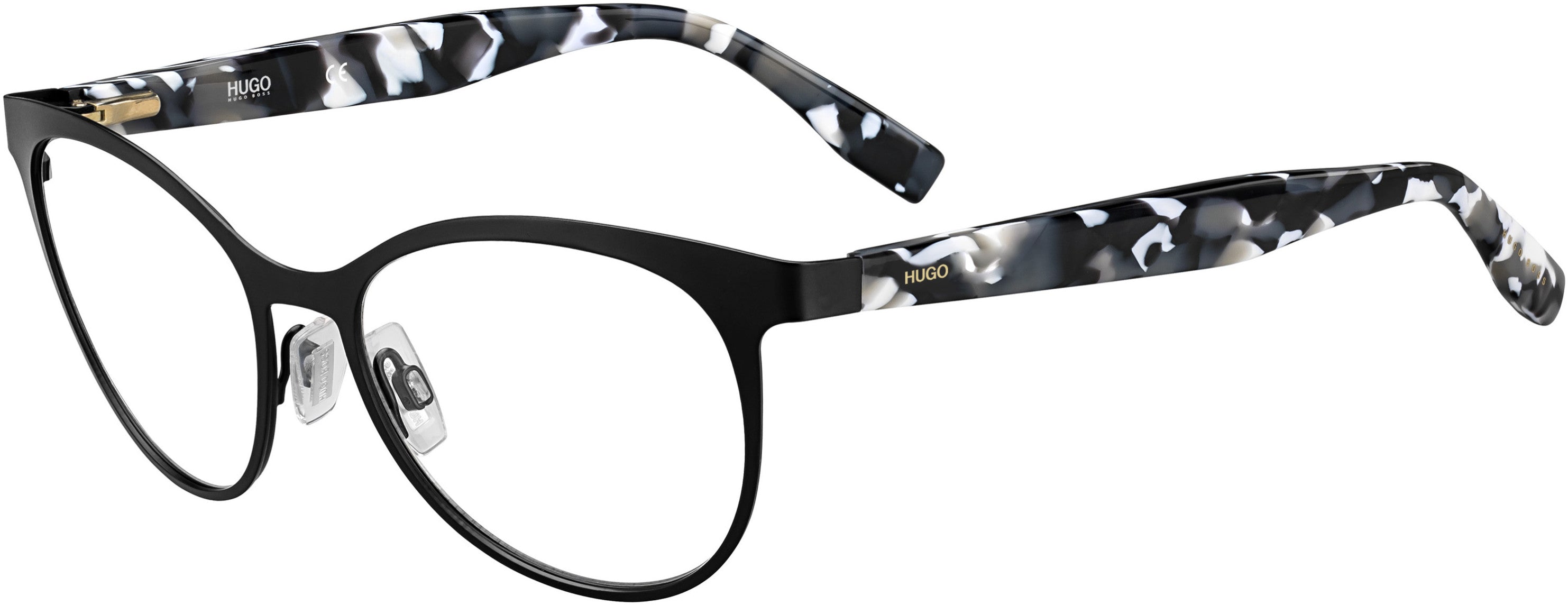 Hugo (hug) Hugo 0312 Oval Modified Eyeglasses 04NL-04NL  Matte Black White (00 Demo Lens)