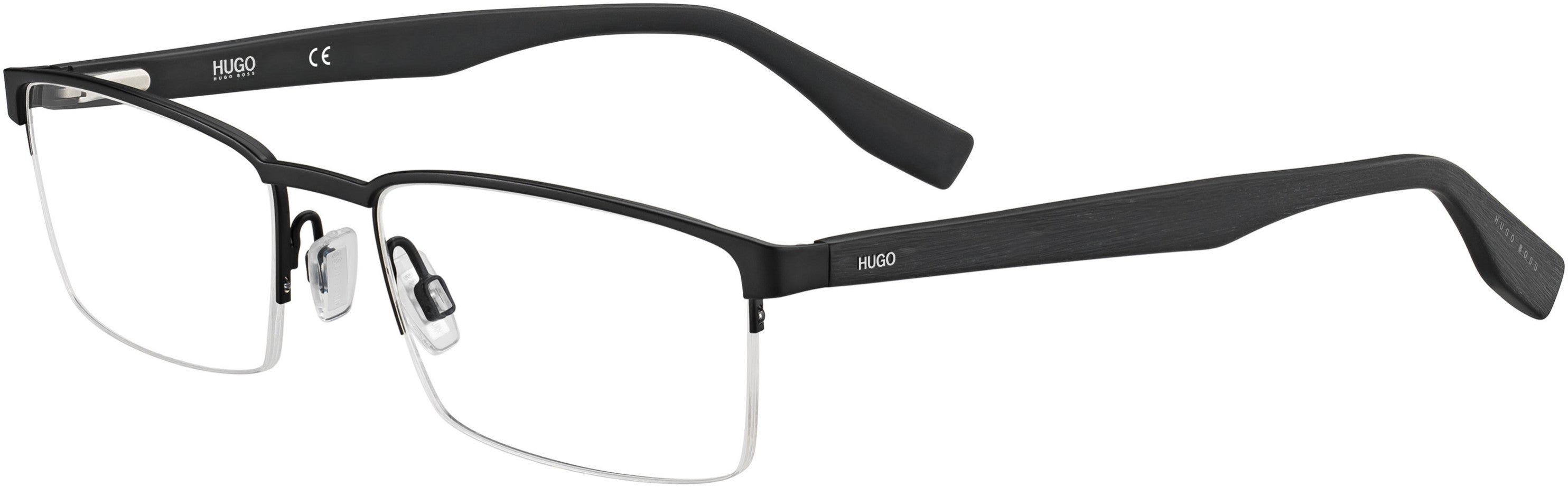Hugo (hug) Hugo 0324 Rectangular Eyeglasses 02W7-02W7  Matte Black Wood (00 Demo Lens)