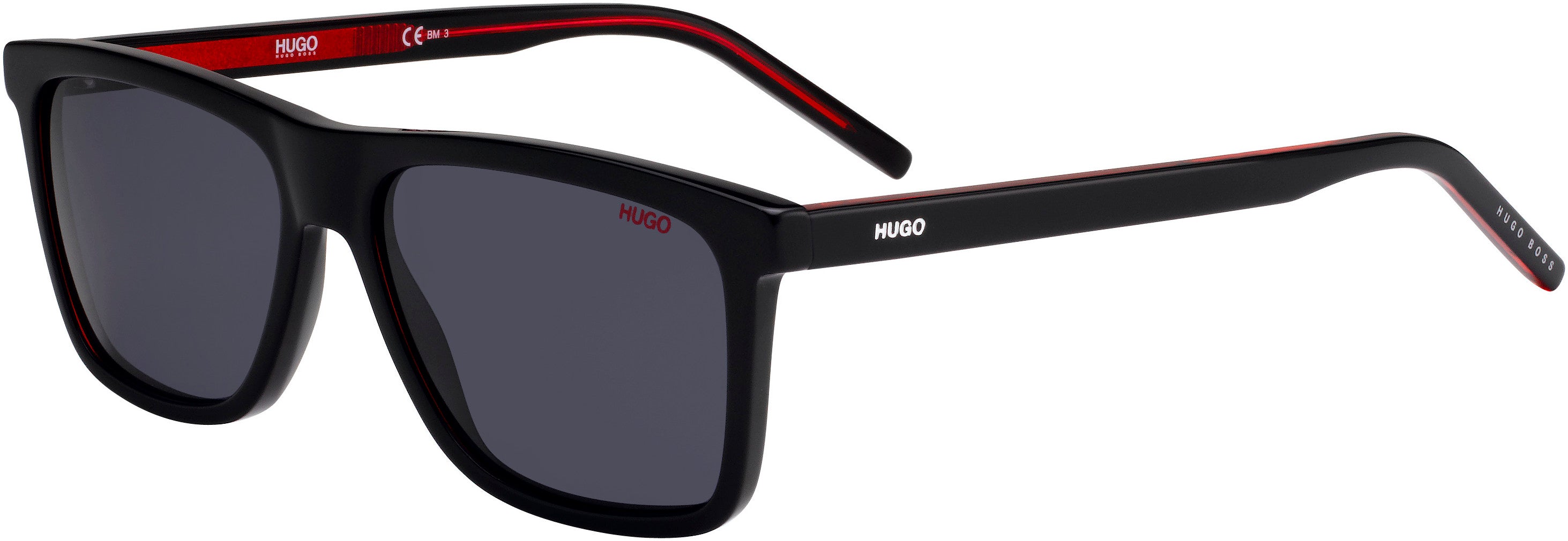 Hugo (hug) Hugo 1003/S Rectangular Sunglasses 0OIT-0OIT  Black Redgd (IR Gray)