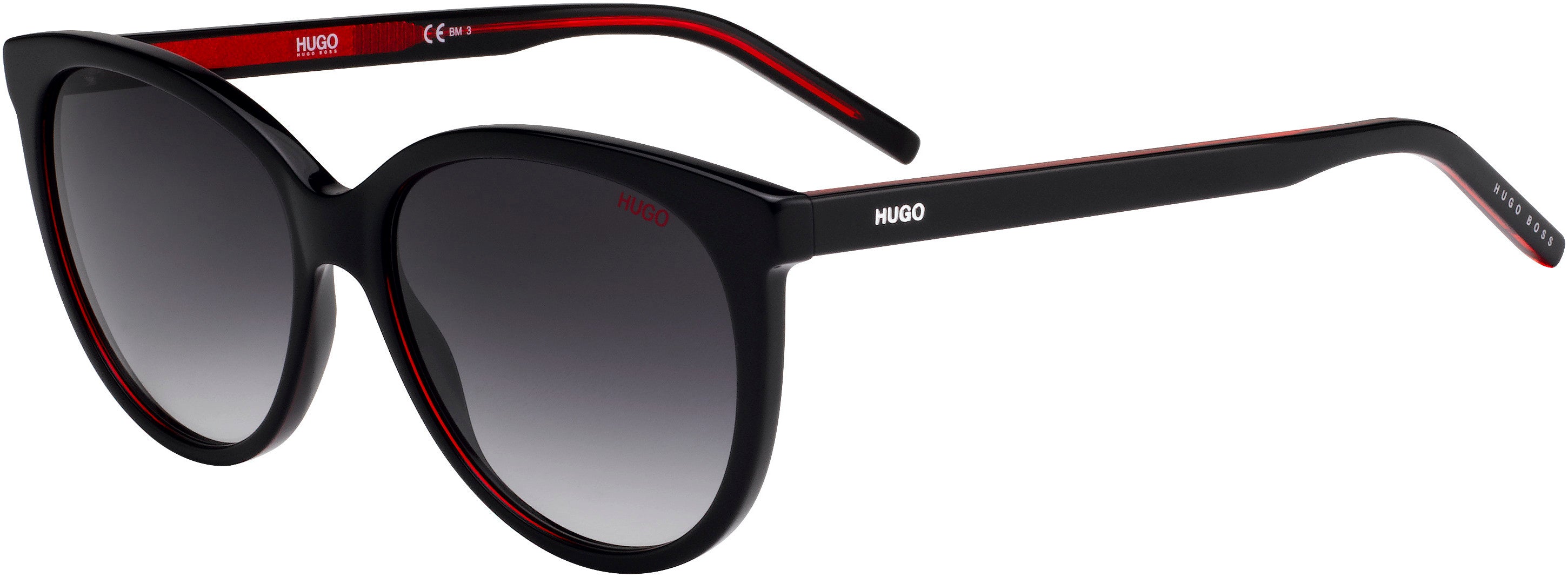 Hugo (hug) Hugo 1006/S Cat Eye/butterfly Sunglasses 0OIT-0OIT  Black Redgd (9O Dark Gray Gradient)