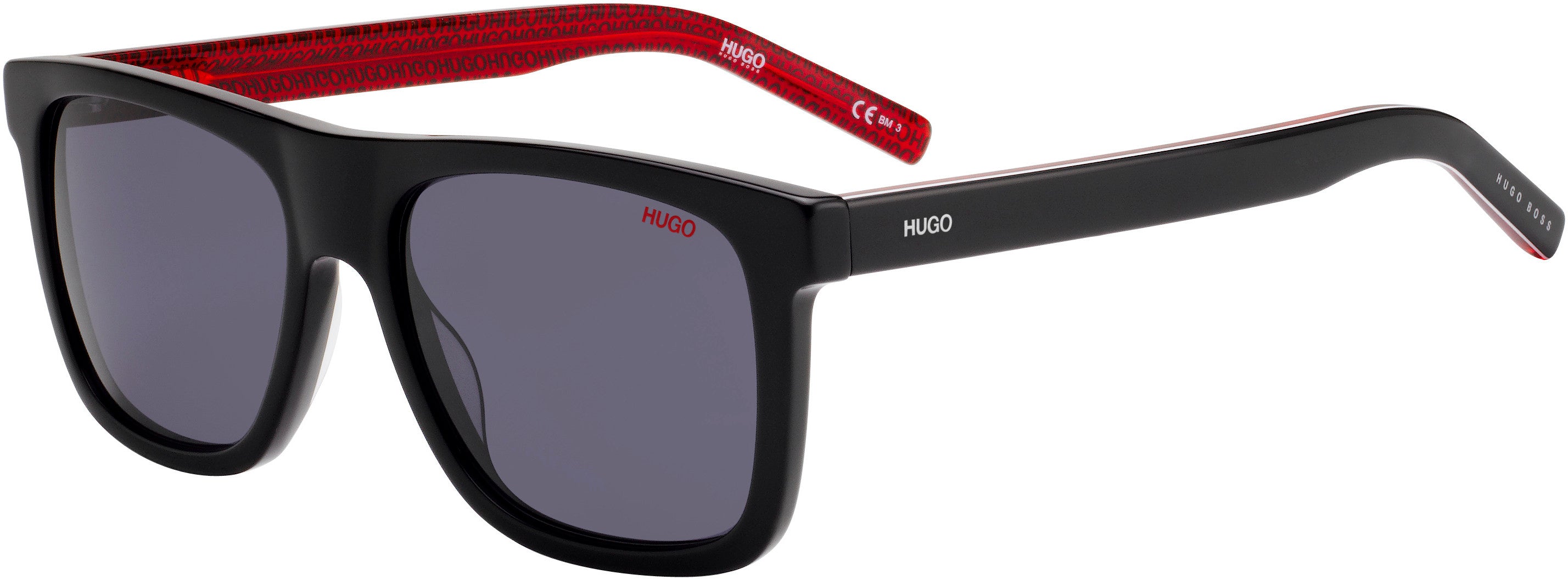 Hugo (hug) Hugo 1009/S Rectangular Sunglasses 0OIT-0OIT  Black Redgd (IR Gray)
