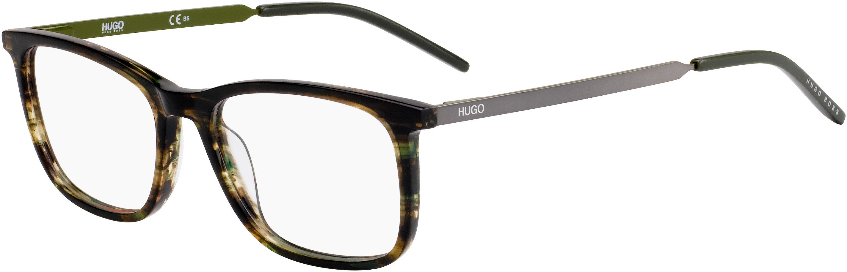 Hugo (hug) Hugo 1018 Square Eyeglasses 06AK-06AK  Green Horn (00 Demo Lens)