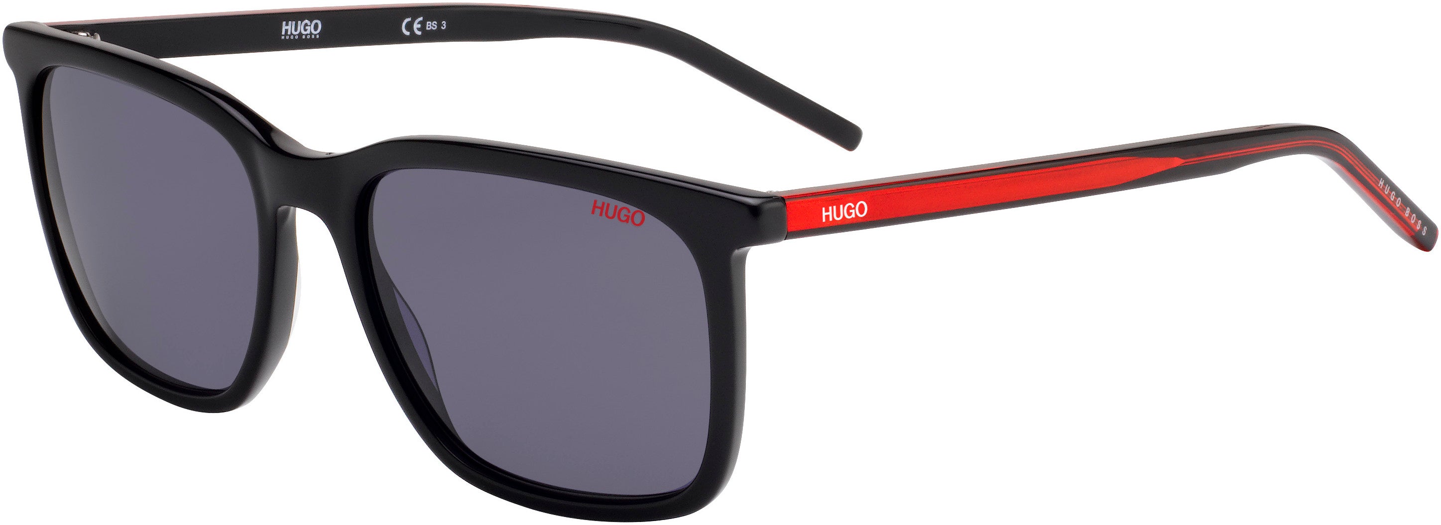 Hugo (hug) Hugo 1027/S Rectangular Sunglasses 0OIT-0OIT  Black Redgd (IR Gray)