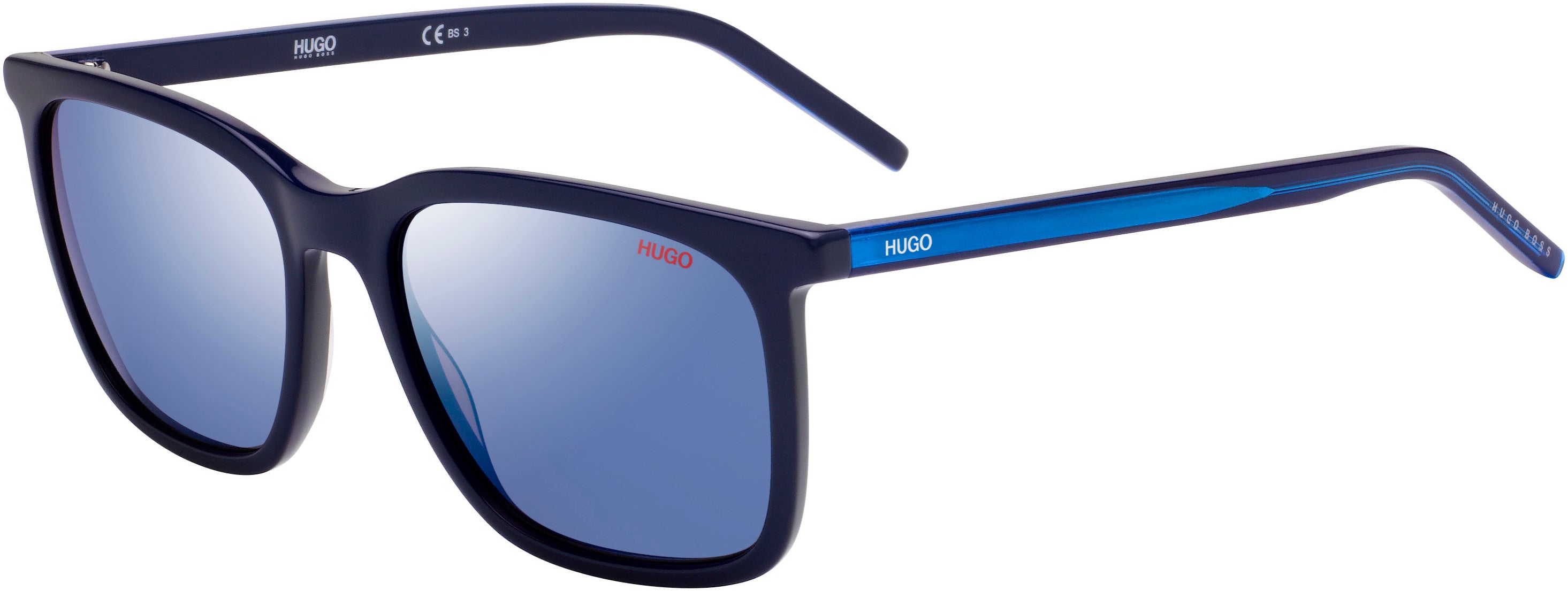 Hugo (hug) Hugo 1027/S Rectangular Sunglasses 0PJP-0PJP  Blue (XT Gray Blue Mirro)