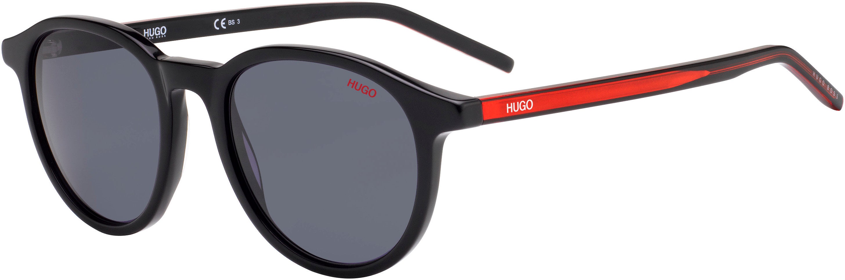 Hugo (hug) Hugo 1028/S Oval Modified Sunglasses 0OIT-0OIT  Black Redgd (IR Gray)