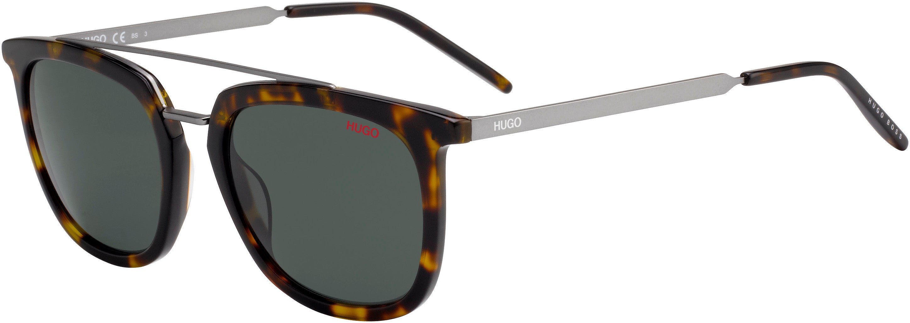 Hugo (hug) Hugo 1031/S Square Sunglasses 0CAG-0CAG  Gunmetal Dark Havana (QT Green)