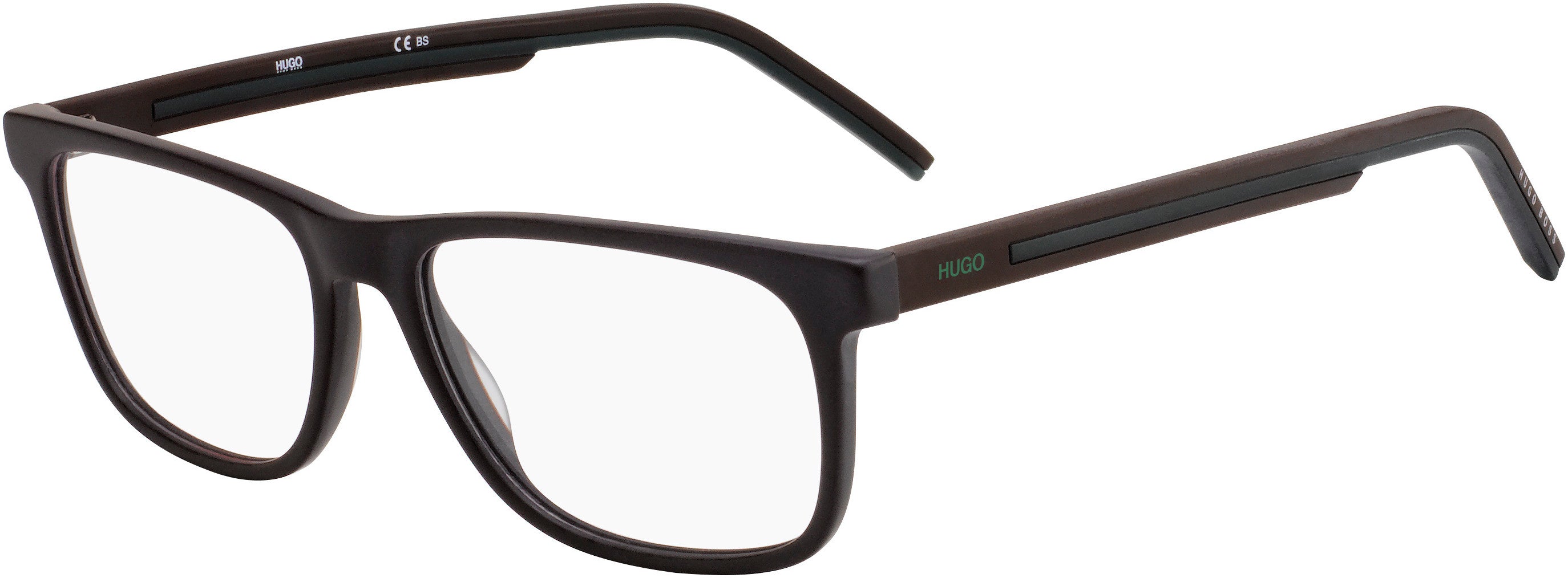 Hugo (hug) Hugo 1048 Rectangular Eyeglasses 0XMH-0XMH  Matte Brown Gre (00 Demo Lens)