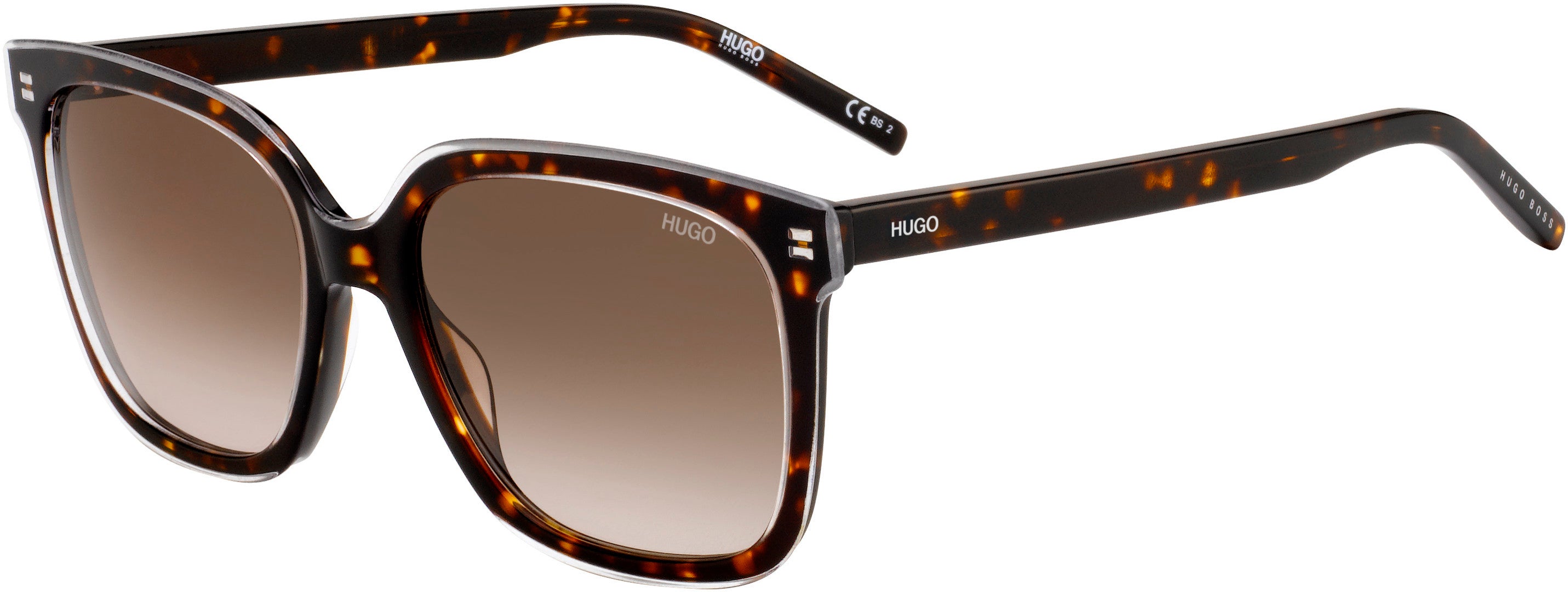 Hugo (hug) Hugo 1051/S Rectangular Sunglasses 0AIO-0AIO  Crystal Havana (HA Brown Gradient)