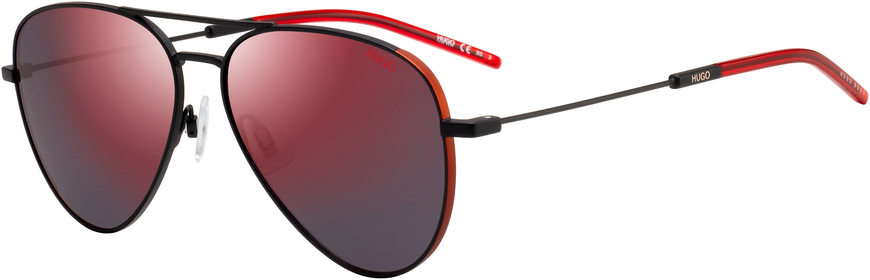 Hugo (hug) Hugo 1059/S Aviator Sunglasses 0BLX-0BLX  Bkrt Crystal Red (AO Red Mirror)