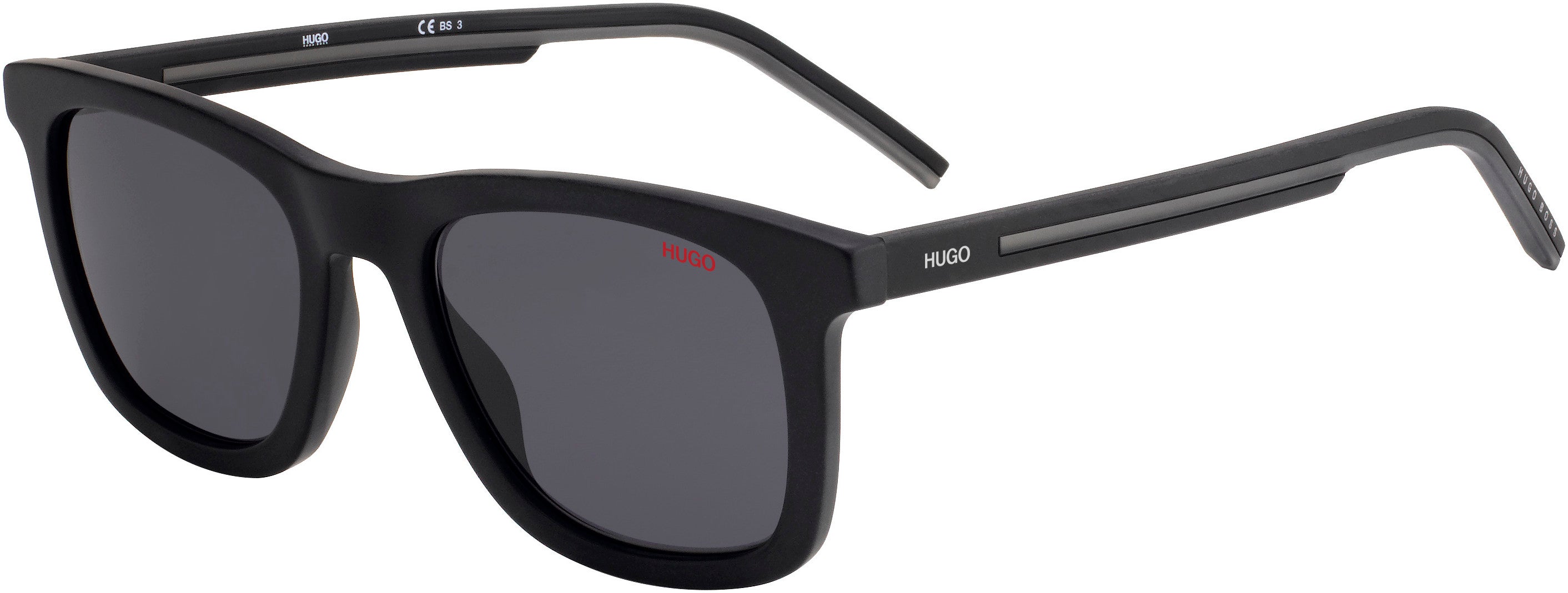 Hugo (hug) Hugo 1065/S Rectangular Sunglasses 0003-0003  Matte Black (IR Gray)