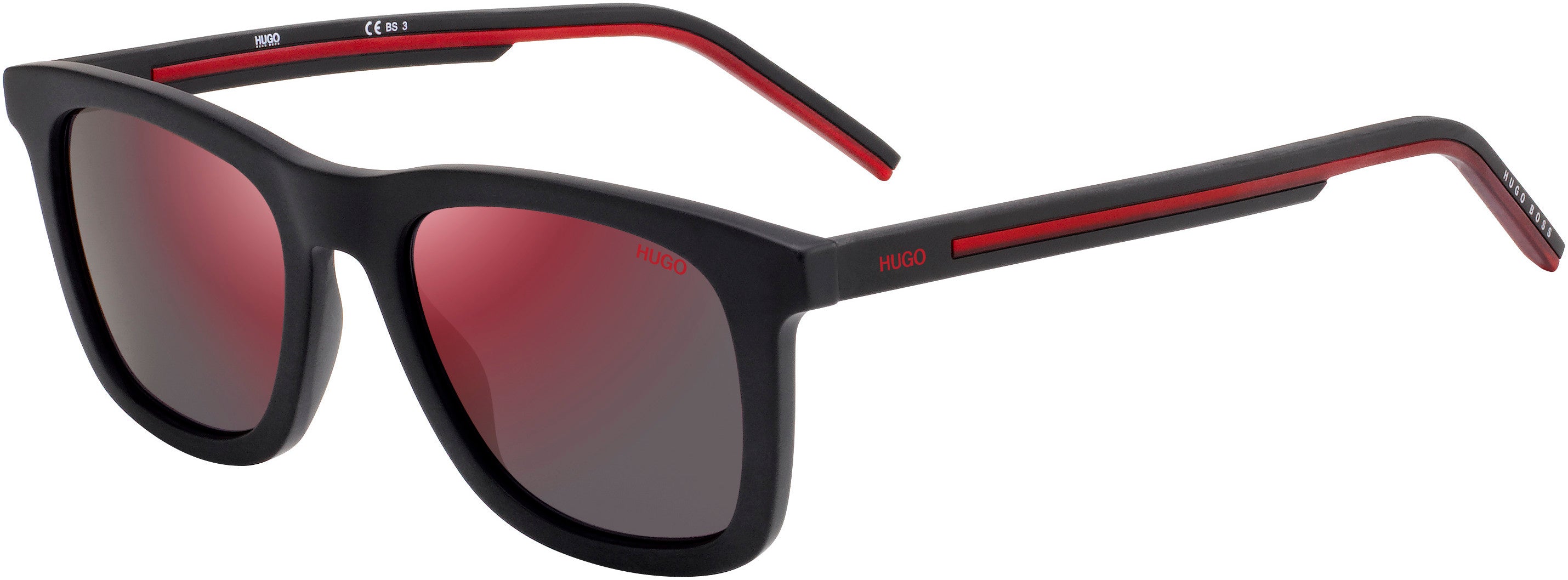 Hugo (hug) Hugo 1065/S Rectangular Sunglasses 0BLX-0BLX  Bkrt Crystal Red (AO Red Mirror)