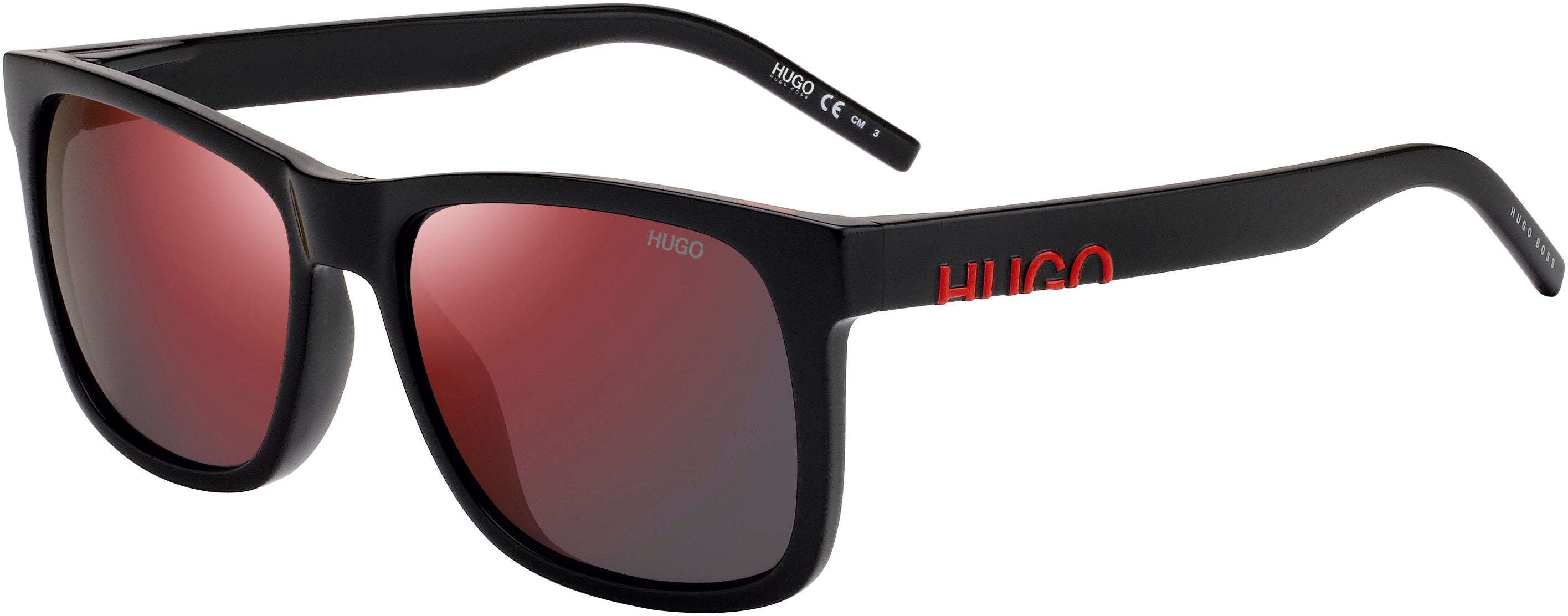 Hugo (hug) Hugo 1068/S Rectangular Sunglasses 0807-0807  Black (AO Red Mirror)