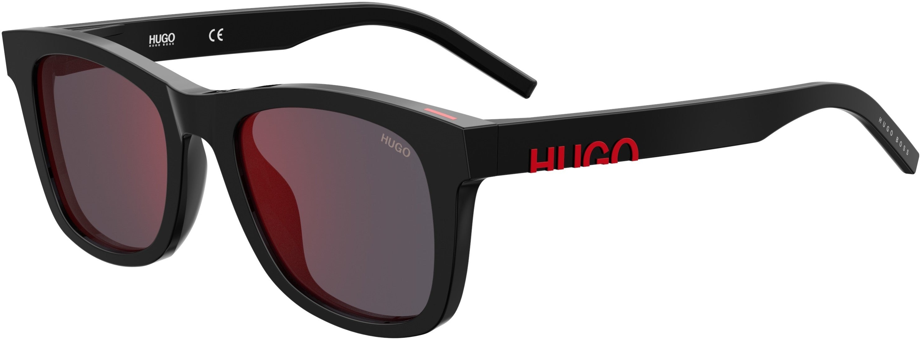 Hugo (hug) Hugo 1070/S Rectangular Sunglasses 0807-0807  Black (AO Red Mirror)