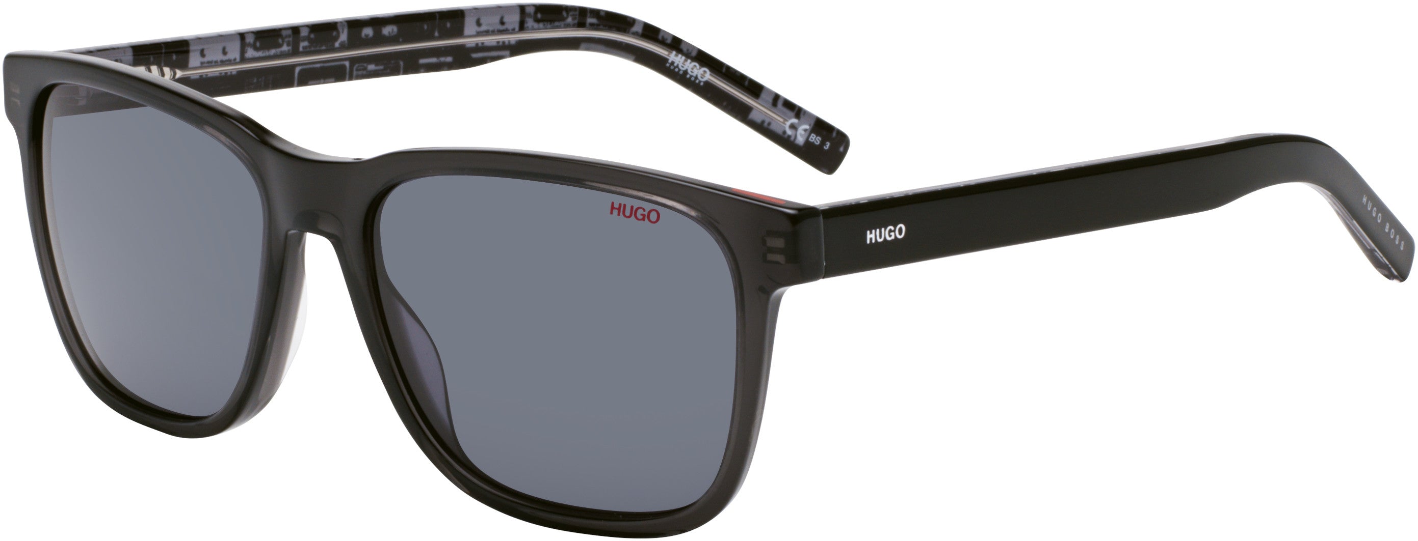 Hugo (hug) Hugo 1073/S Rectangular Sunglasses 05RK-05RK  Gray Rtbknt (IR Gray)