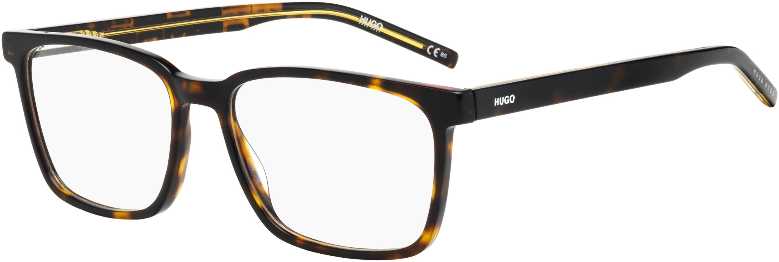 Hugo (hug) Hugo 1074 Rectangular Eyeglasses 0TBB-0TBB  Havana Pattern Yellow (00 Demo Lens)