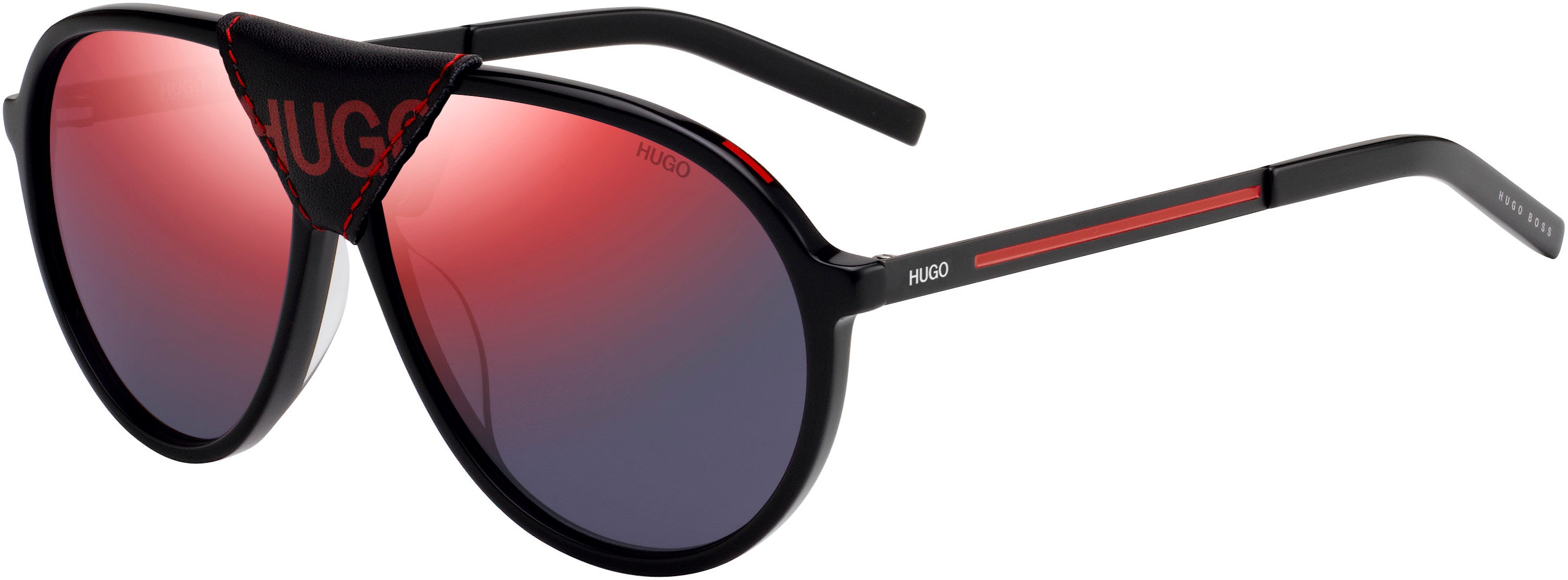 Hugo (hug) Hugo 1091/S Aviator Sunglasses 0OIT-0OIT  Black Redgd (AO Red Mirror)