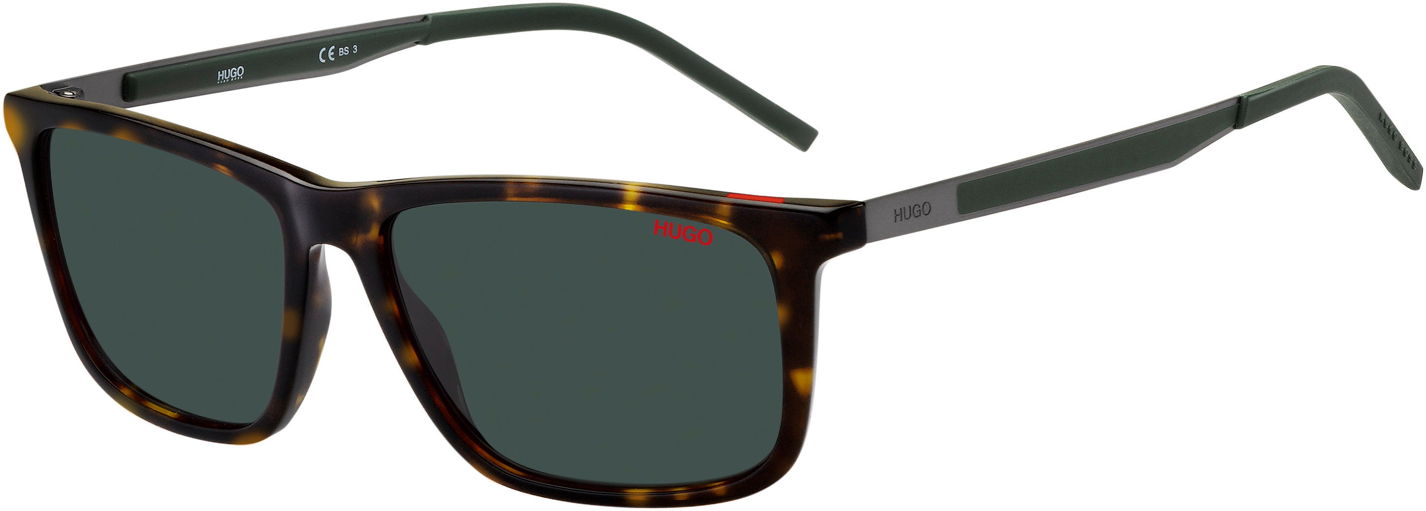 Hugo (hug) Hugo 1139/S Rectangular Sunglasses 0086-0086  Dark Havana (QT Green)