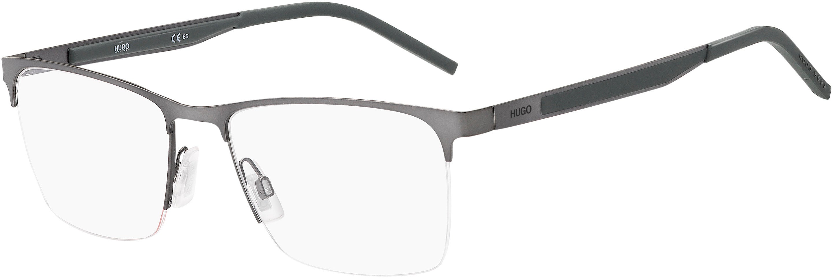 Hugo (hug) Hugo 1142 Rectangular Eyeglasses 0R80-0R80  Semi Matte Dark Ruthenium (00 Demo Lens)
