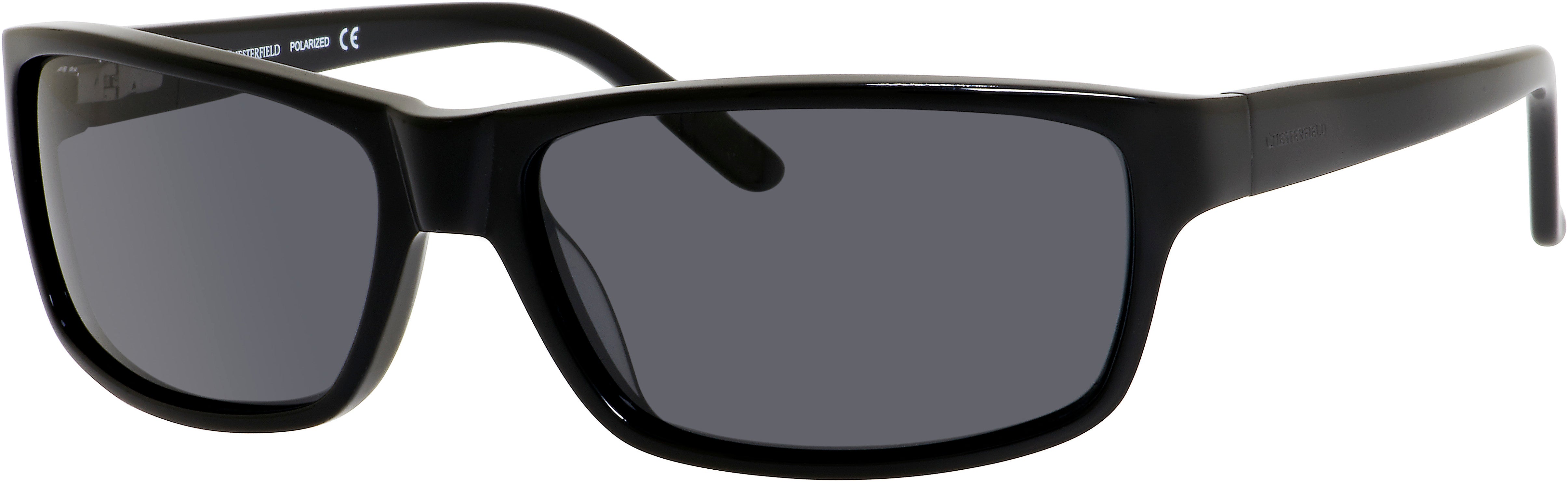 Chesterfield Husky/S Rectangular Shallow Sunglasses 807P-807P  Black (Y2 Gray Polarized)