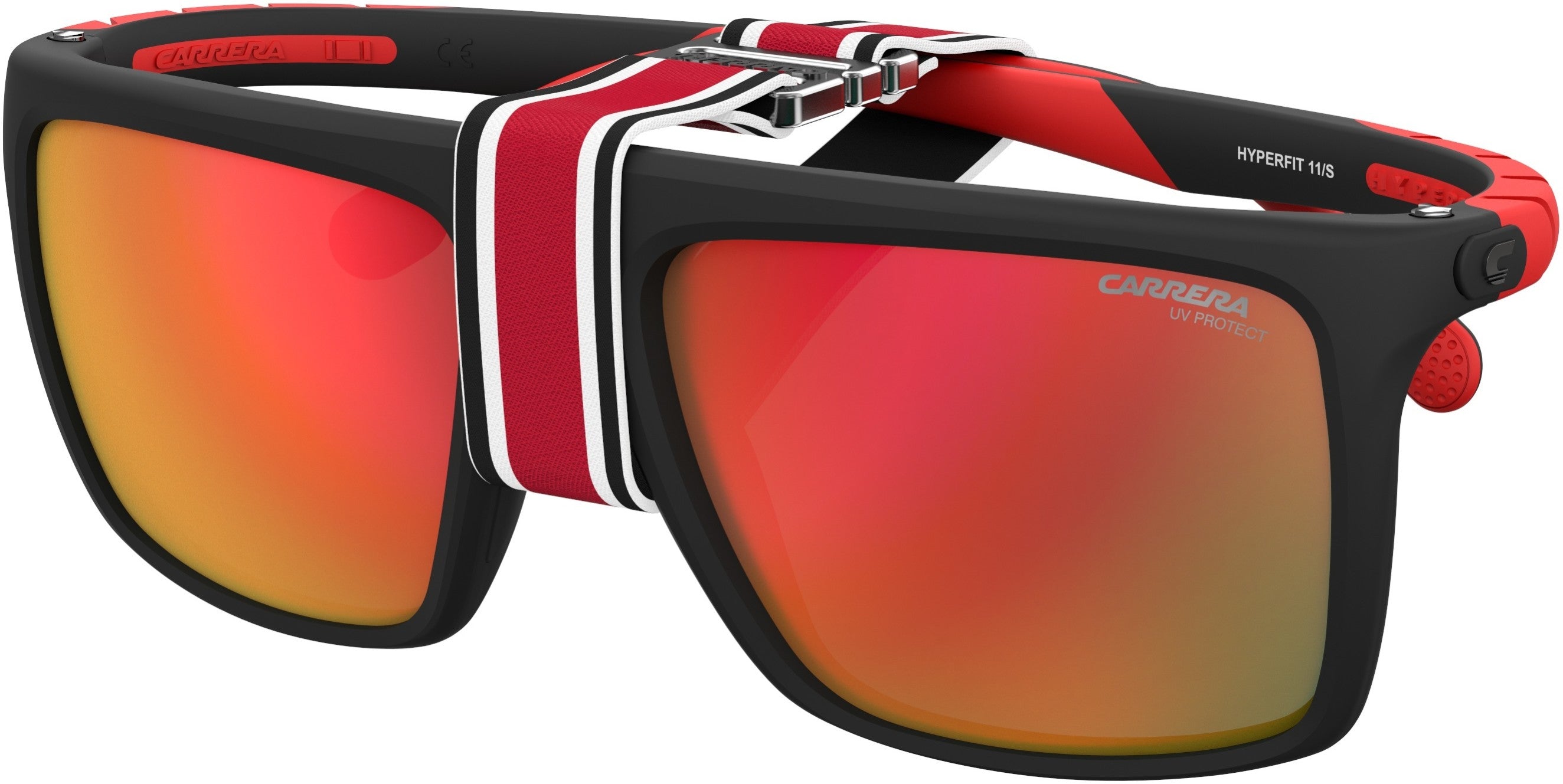 Carrera Hyperfit 11/S Rectangular Sunglasses 0BLX-0BLX  Bkrt Crystal Red (UZ Red Multilayer)