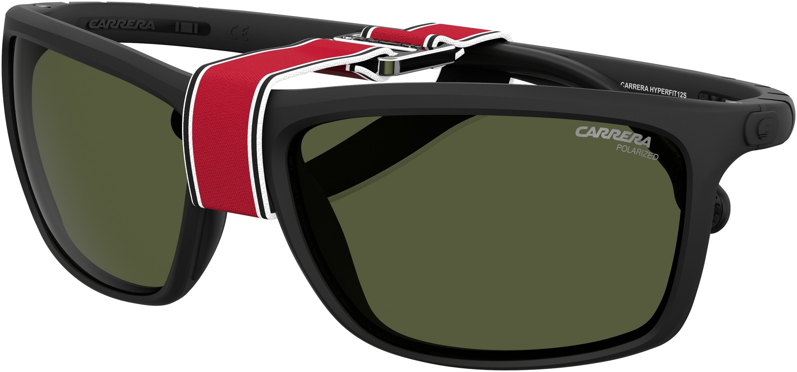 Carrera Hyperfit 12/S Rectangular Sunglasses 0003-0003  Matte Black (UC Green Polarized)
