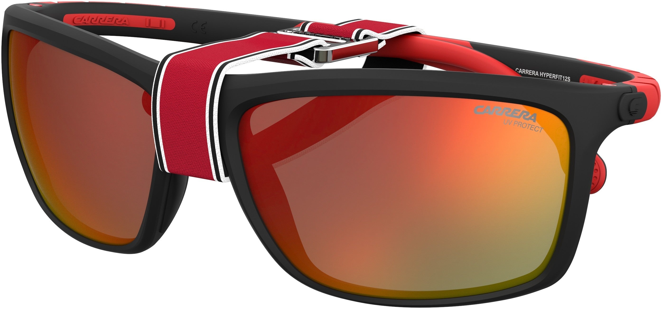 Carrera Hyperfit 12/S Rectangular Sunglasses 0BLX-0BLX  Bkrt Crystal Red (UZ Red Multilayer)