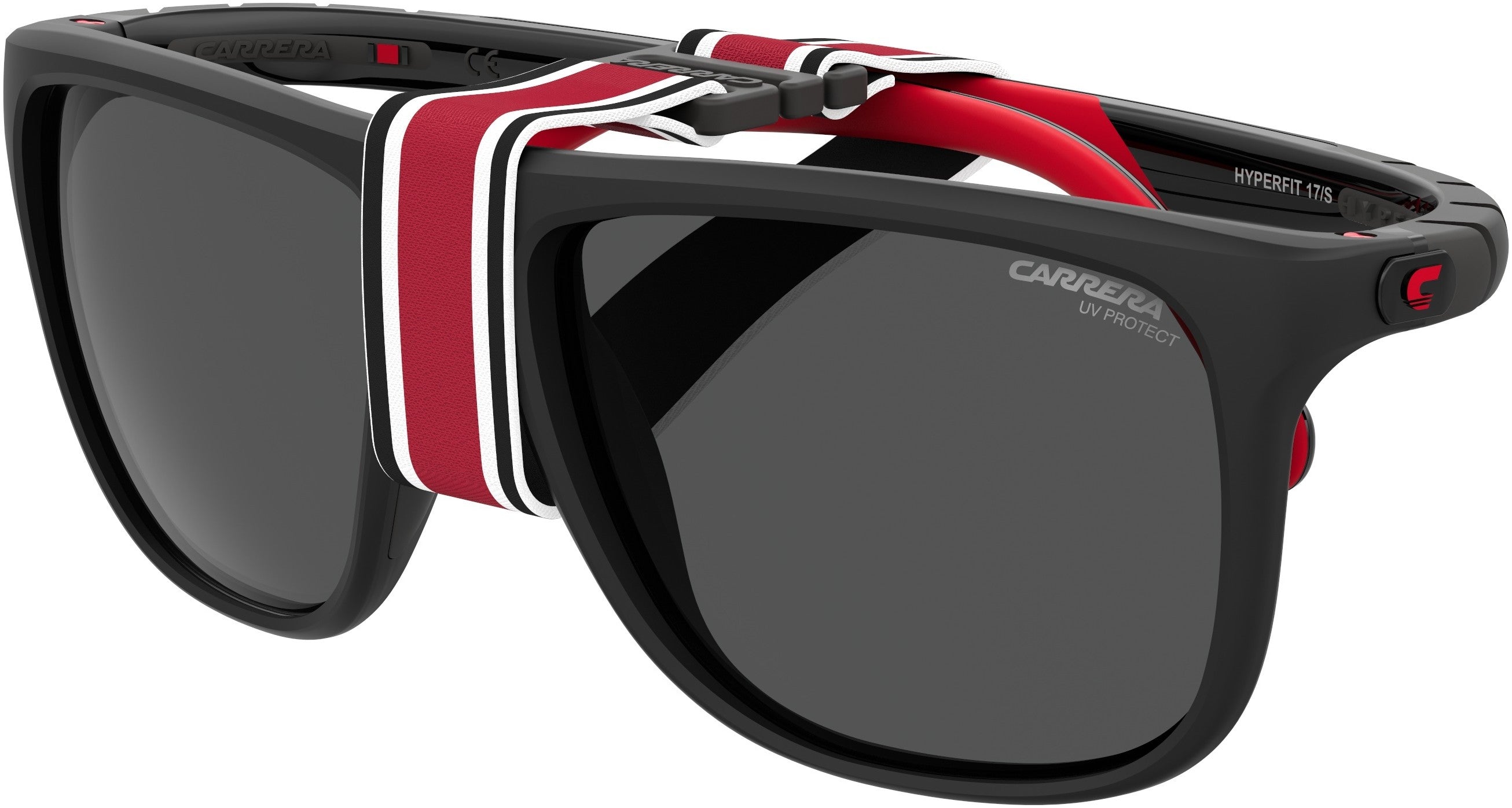 Carrera Hyperfit 17/S Rectangular Sunglasses 0003-0003  Matte Black (IR Gray)