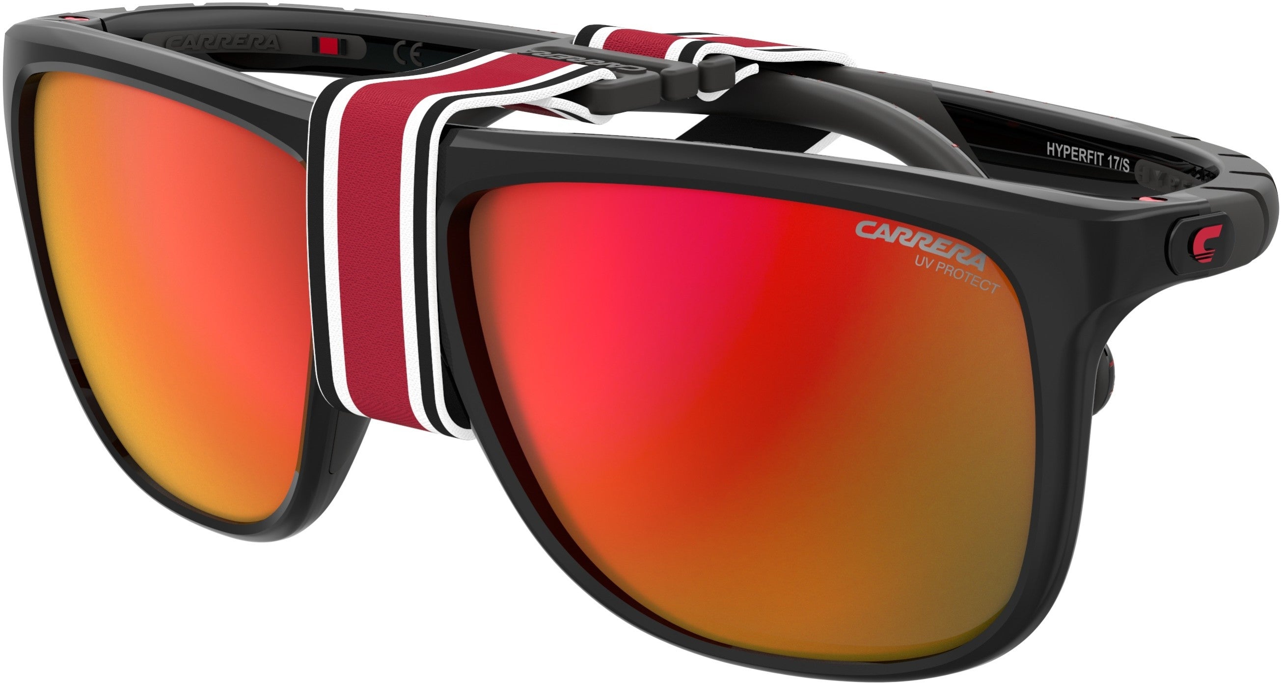 Carrera Hyperfit 17/S Rectangular Sunglasses 0OIT-0OIT  Black Redgd (UZ Red Multilayer)