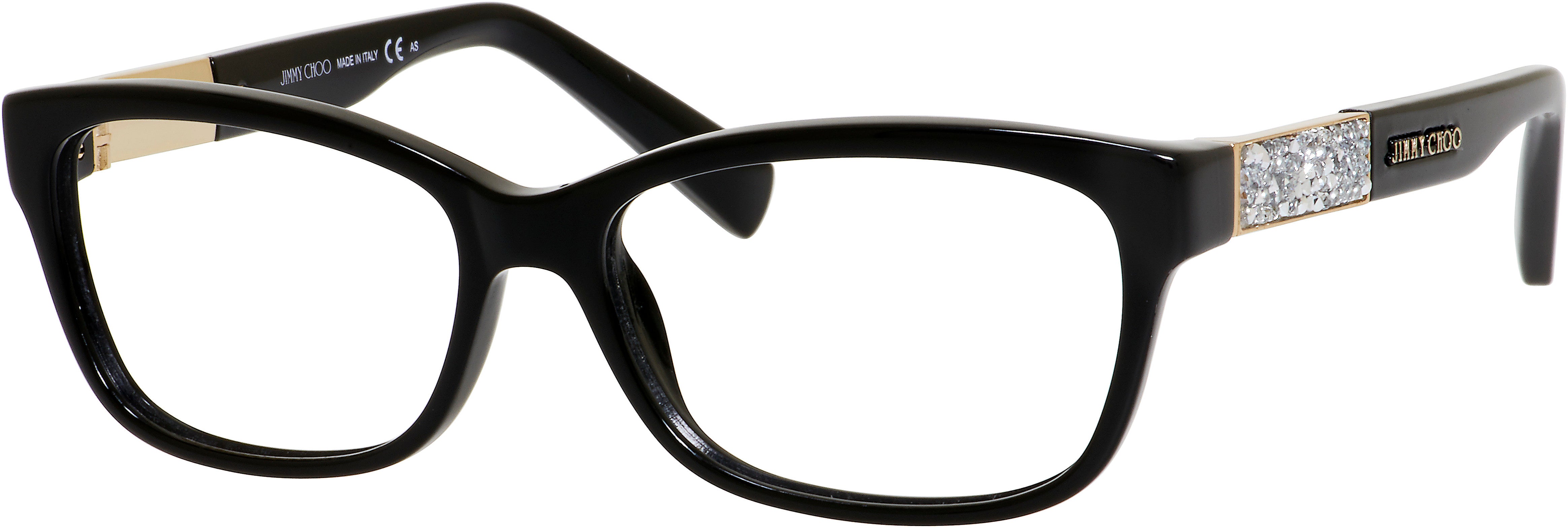  Jimmy Choo 110 Rectangular Eyeglasses 029A-029A  Shiny Black (00 Demo Lens)