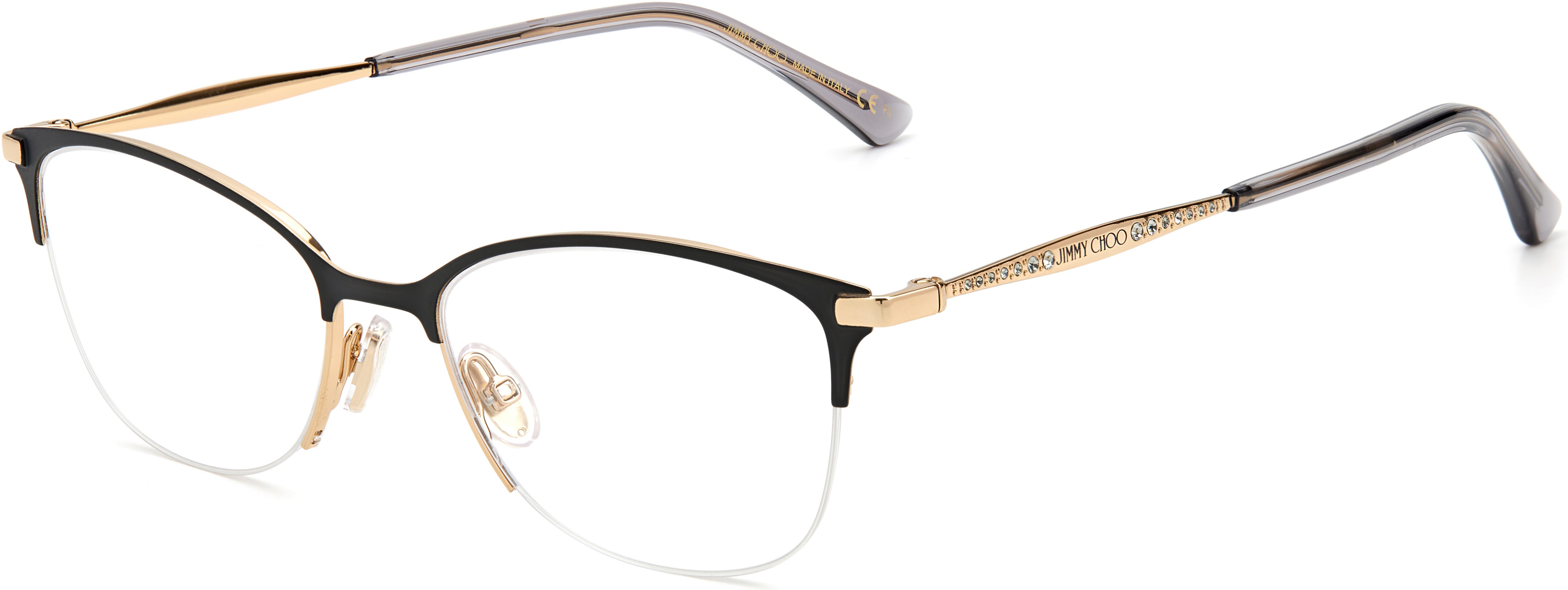  Jimmy Choo 300 Rectangular Eyeglasses 02M2-02M2  Black Gold (00 Demo Lens)