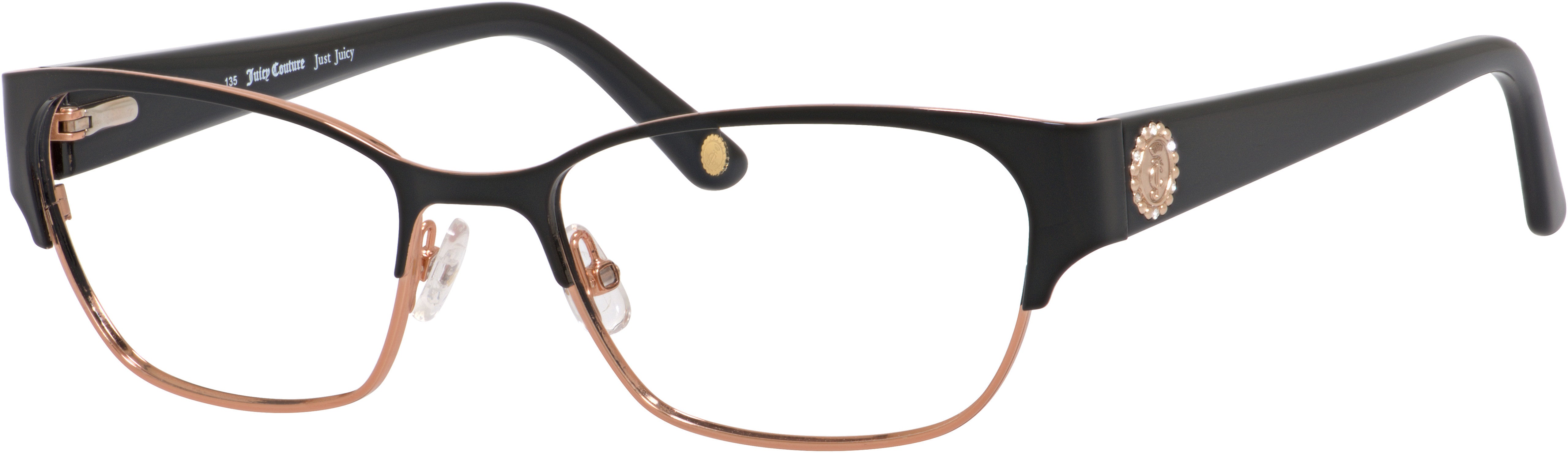 Juicy Couture Juicy 159 Rectangular Eyeglasses 0JSM-0JSM  Black Rose Gold (00 Demo Lens)
