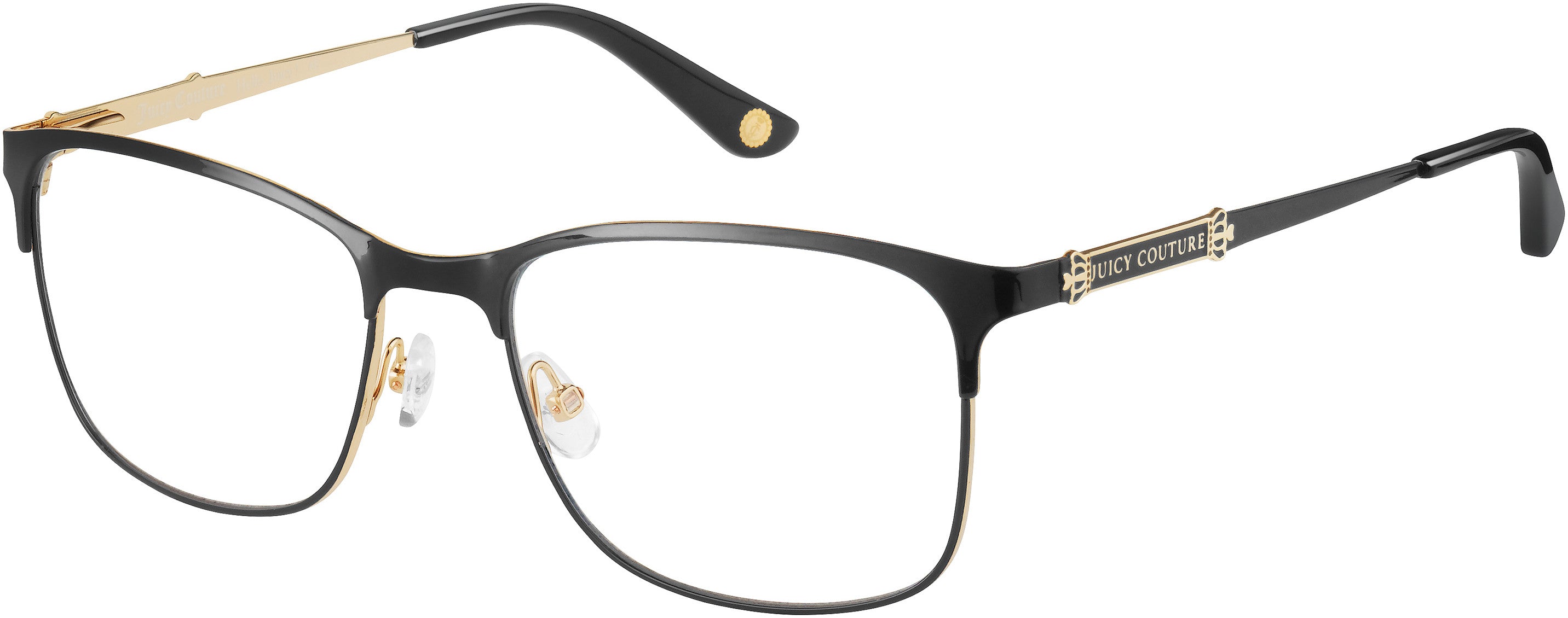 Juicy Couture Juicy 168 Square Eyeglasses 02M2-02M2  Black Gold (00 Demo Lens)