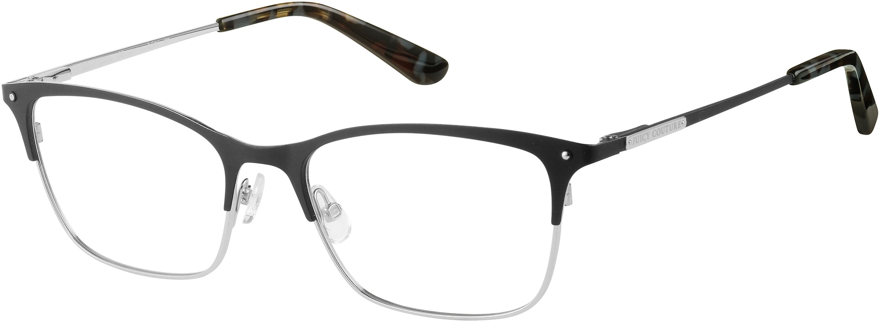 Juicy Couture Juicy 184 Rectangular Eyeglasses 0124-0124  Matte Black Silver (00 Demo Lens)