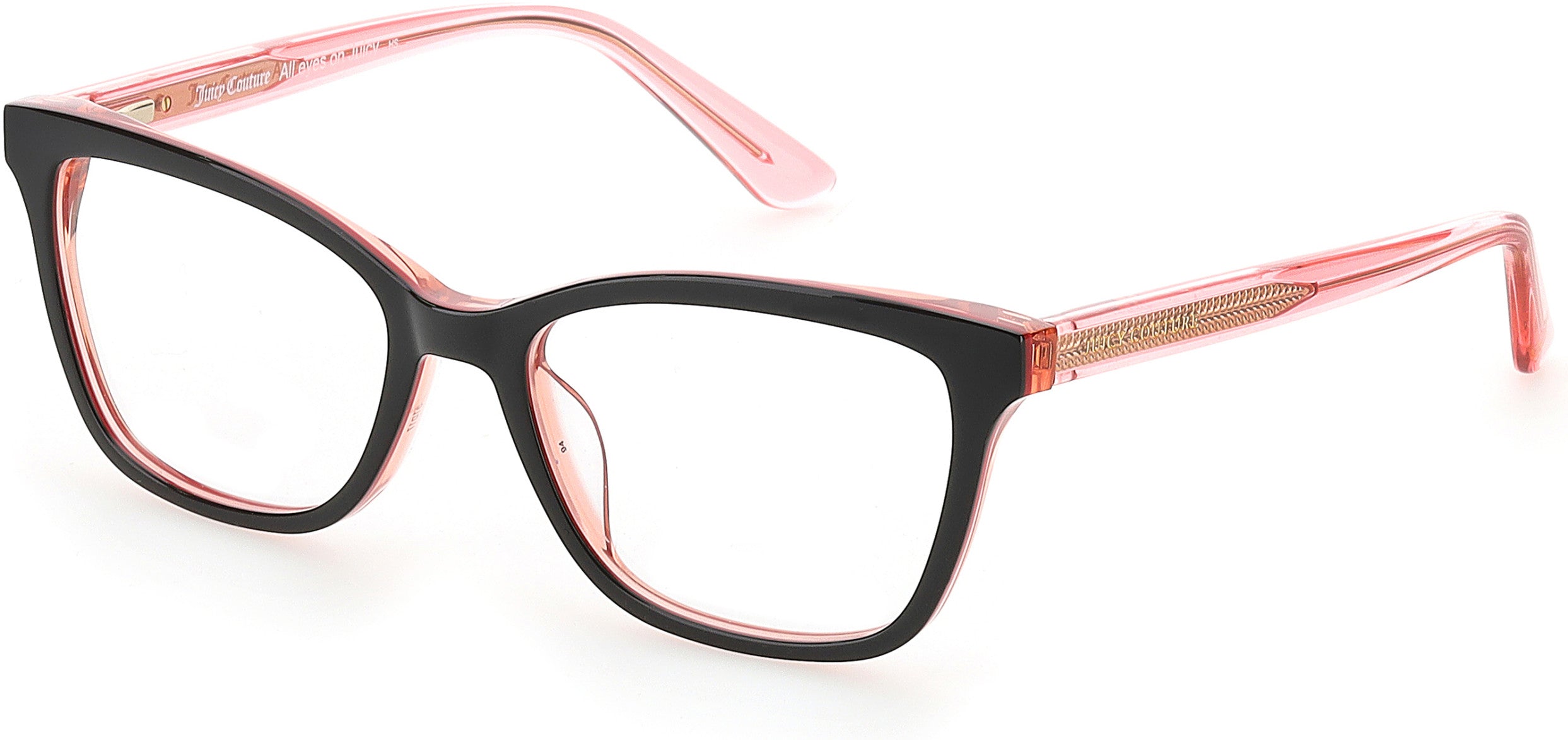 Juicy Couture Juicy 202 Rectangular Eyeglasses 03H2-03H2  Black Pink (00 Demo Lens)