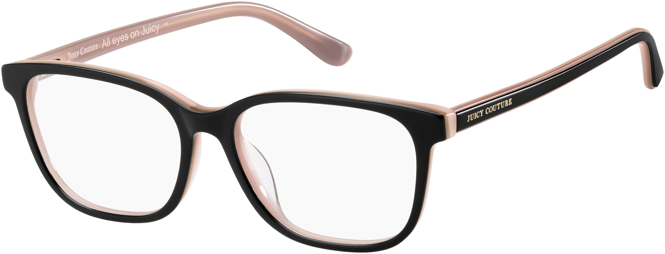 Juicy Couture Juicy 213 Rectangular Eyeglasses 03H2-03H2  Black Pink (00 Demo Lens)