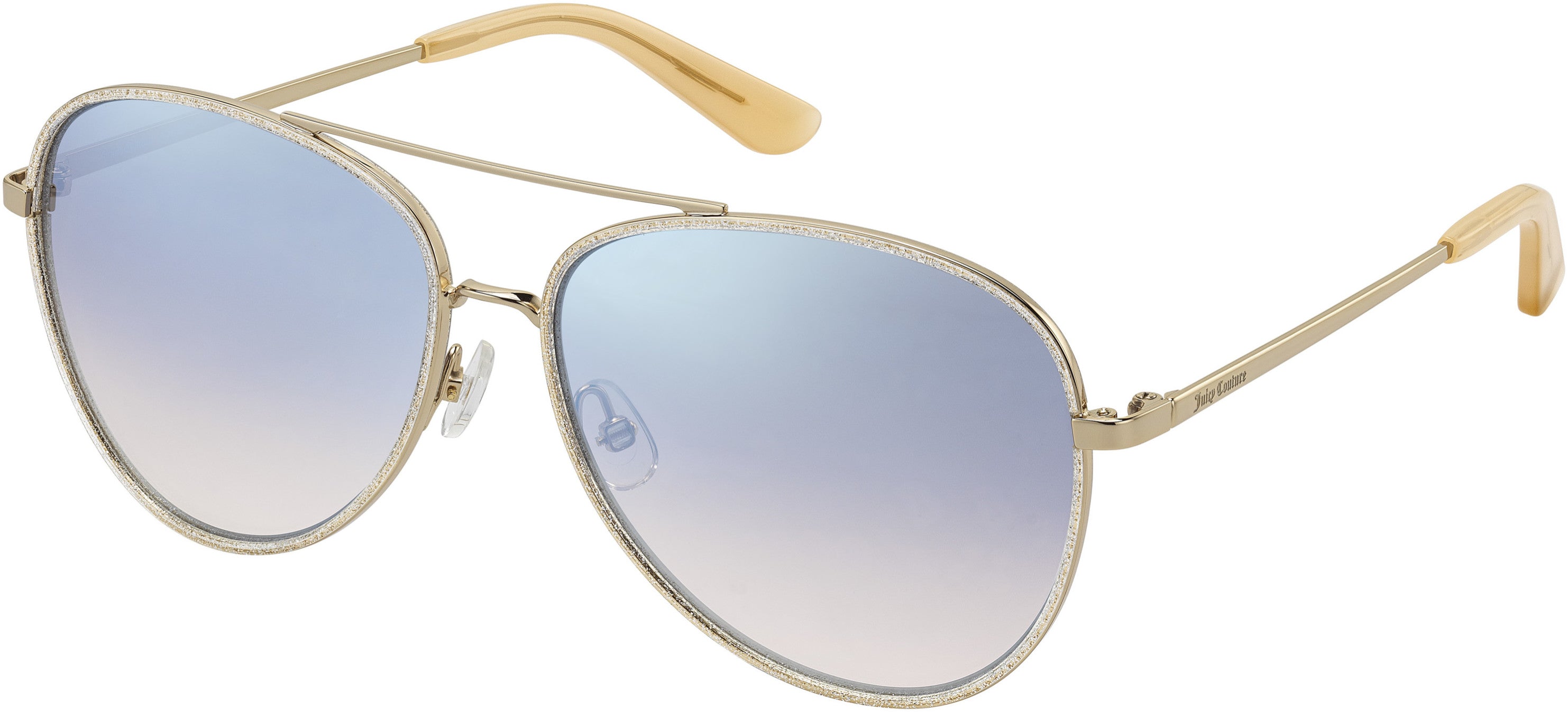 Juicy Couture Juicy 599/S Aviator Sunglasses 024S-024S  Gold White (IC Gray Mirror Shaded Silver)