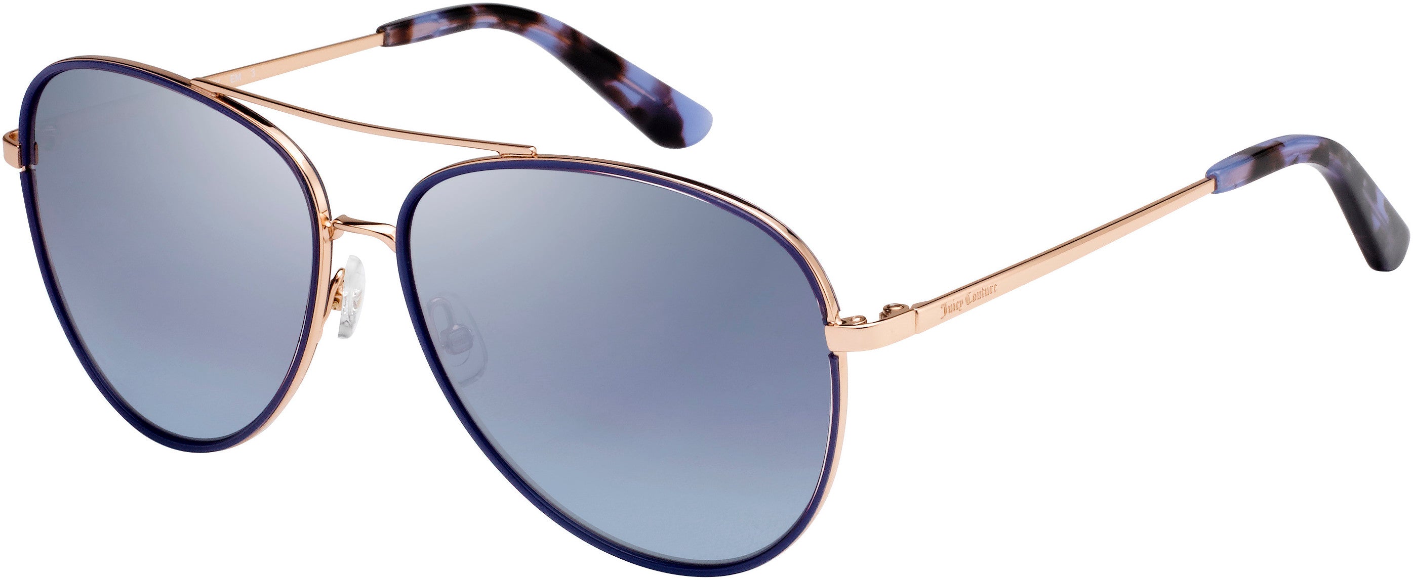 Juicy Couture Juicy 599/S Aviator Sunglasses 0LKS-0LKS  Gold Blue (GO Silver Mirror Shaded Azu)