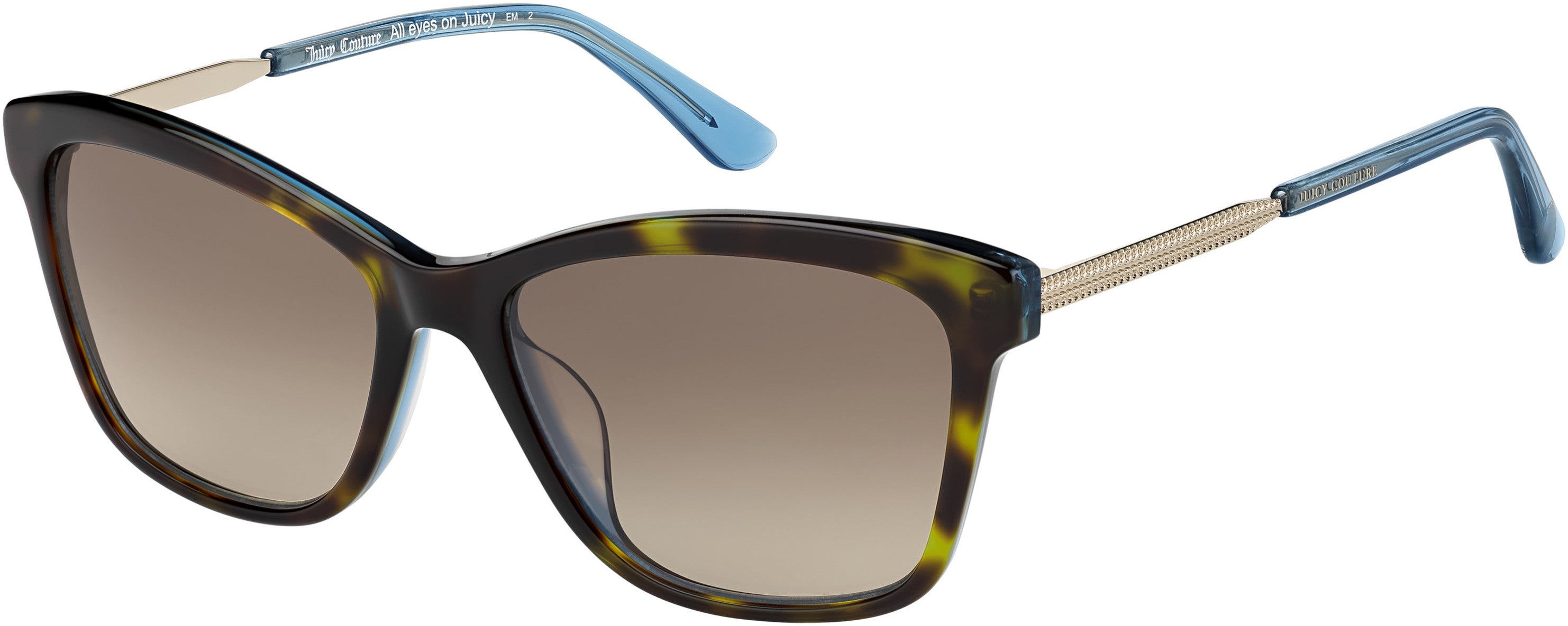 Juicy Couture Juicy 604/S Rectangular Sunglasses 0IPR-0IPR  Havana Blue (HA Brown Gradient)