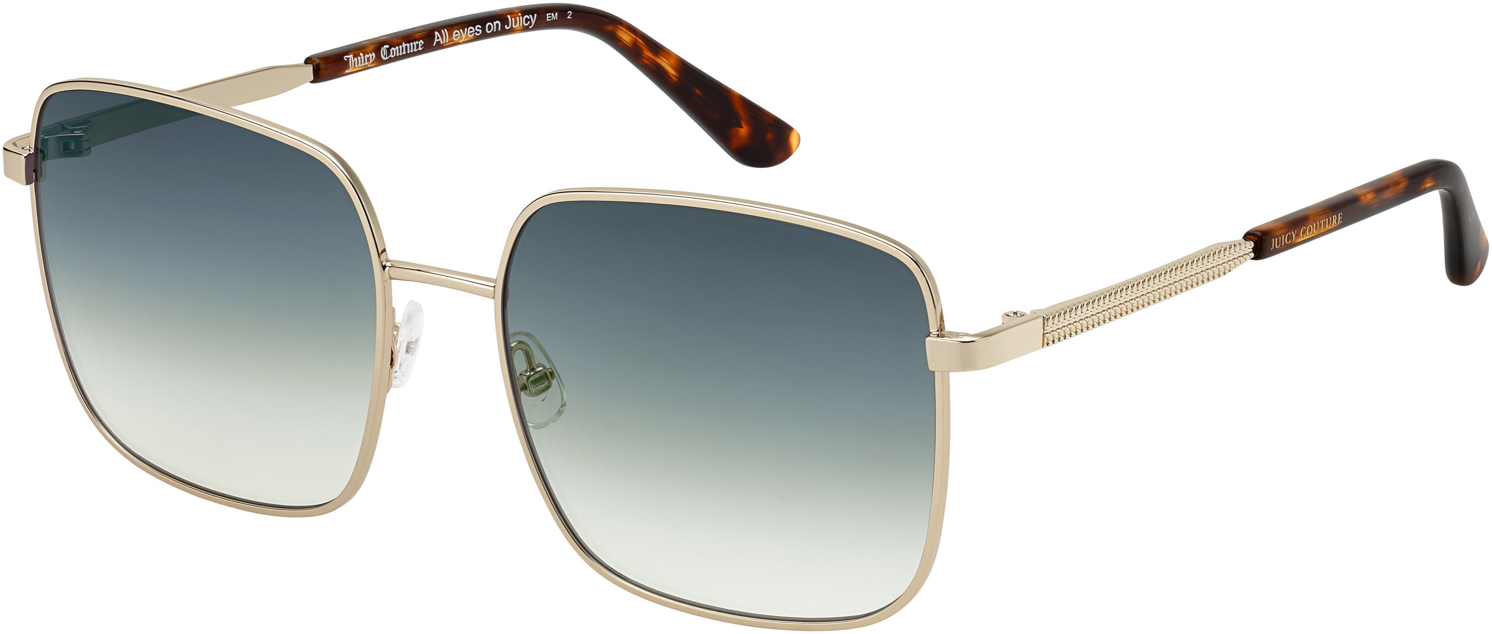 Juicy Couture Juicy 605/S Rectangular Sunglasses 03YG-03YG  Lgh Gold (9K Green Shaded)