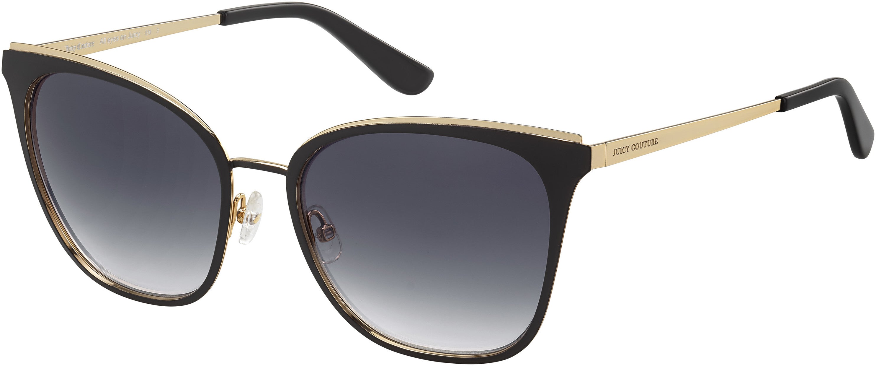 Juicy Couture Juicy 609/G/S Cat Eye/butterfly Sunglasses 001T-001T  Black Matte Black (9O Dark Gray Gradient)