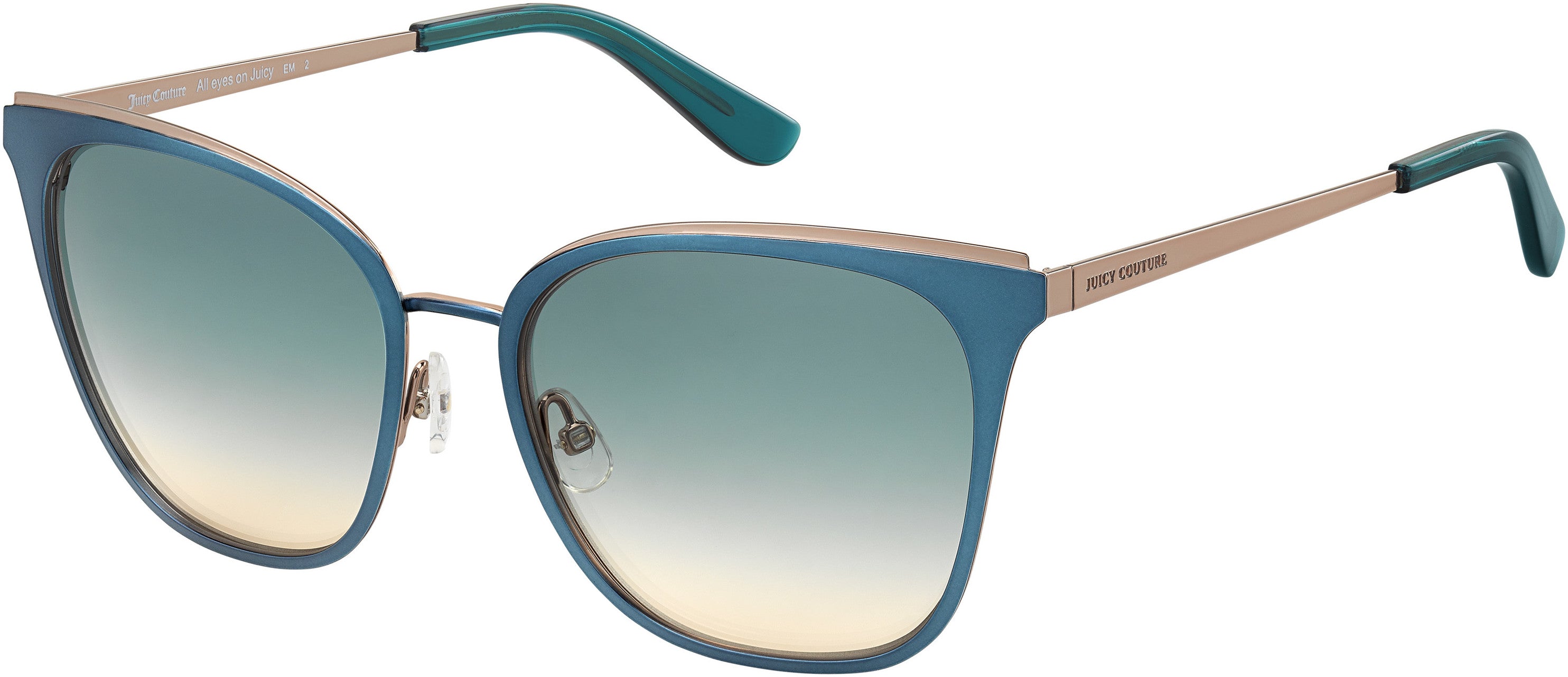 Juicy Couture Juicy 609/G/S Cat Eye/butterfly Sunglasses 0PYW-0PYW  Matte Teal (PR Gray Shaded Brown)