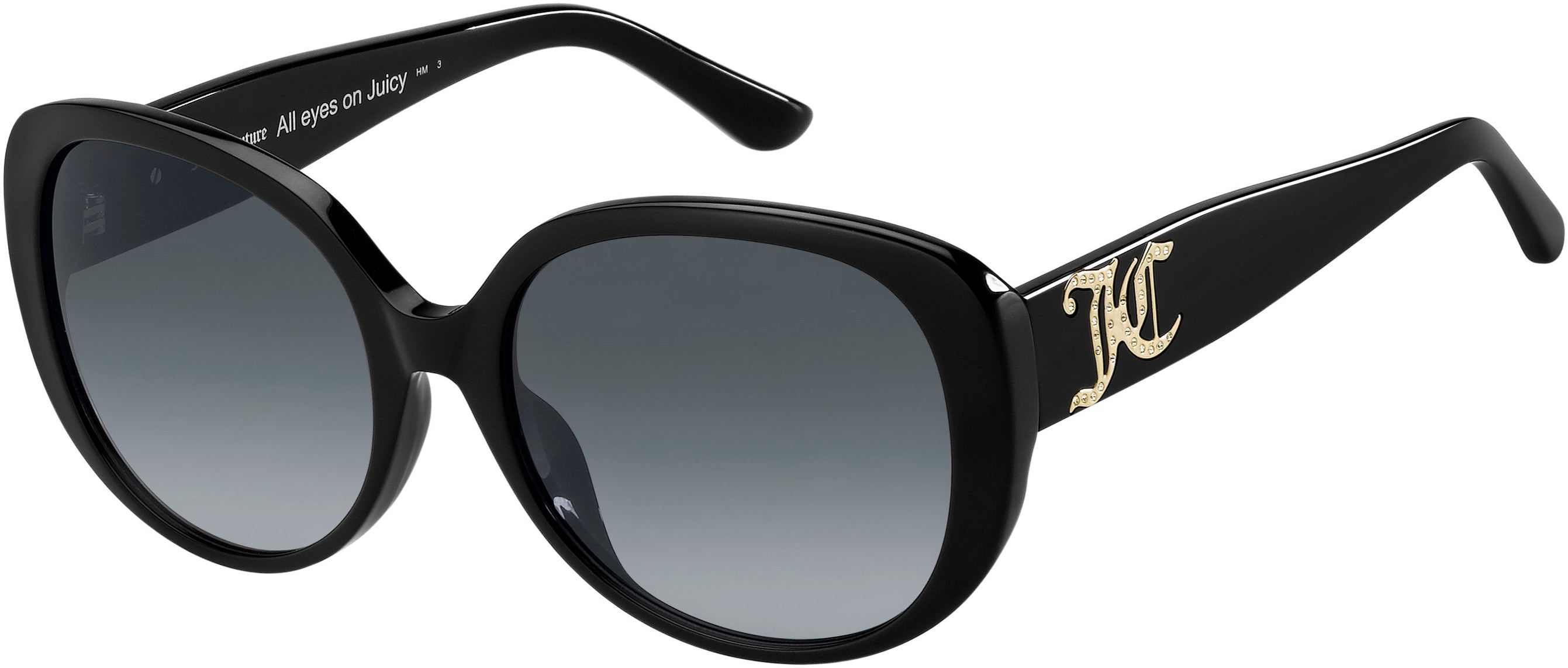Juicy Couture Juicy 614/S Oval Modified Sunglasses 0807-0807  Black (9O Dark Gray Gradient)